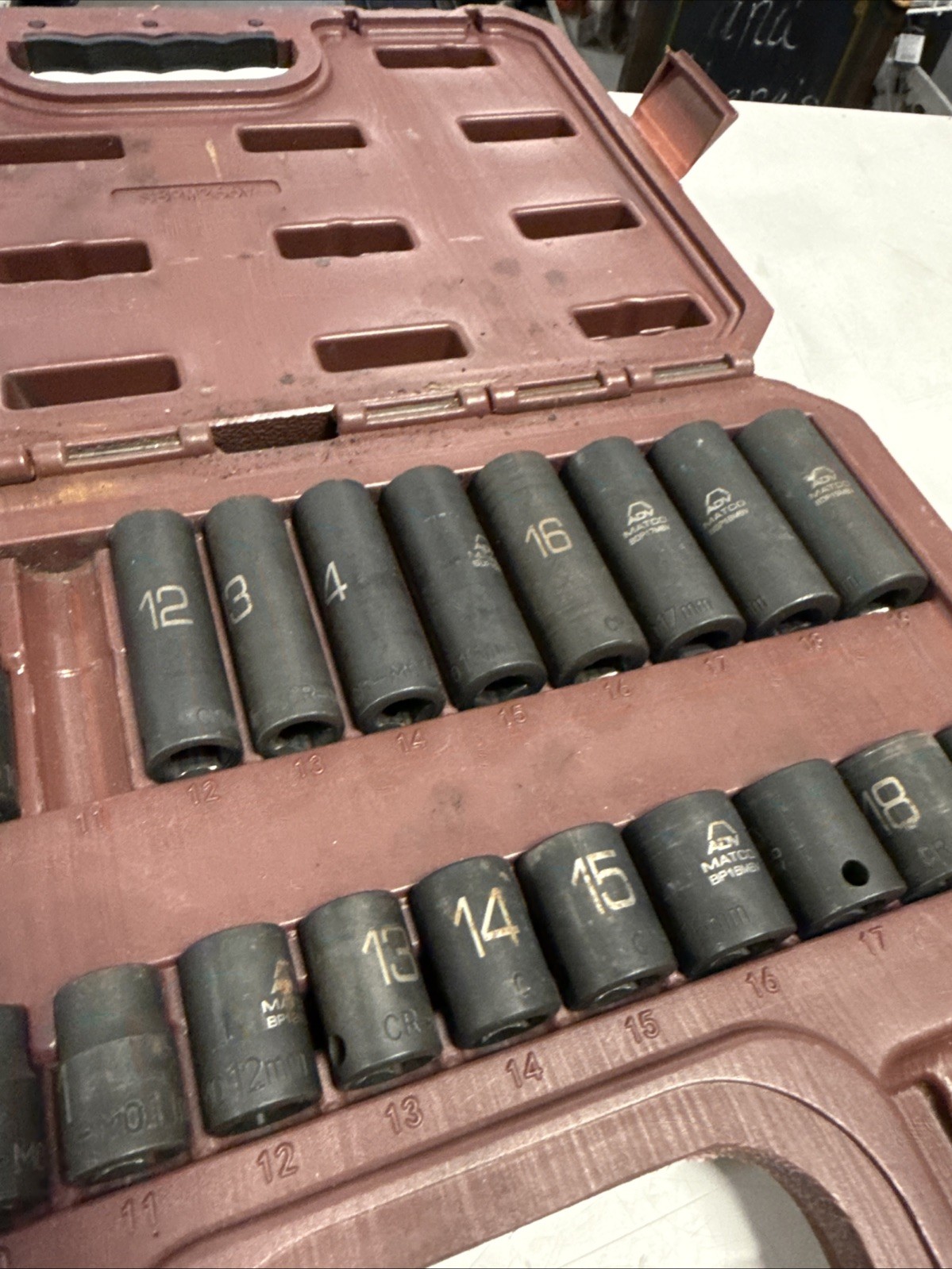 Matco ADV 26 Piece 6 Point Shallow & Deep Impact Socket Set 7mm-19mm Missing 2 C