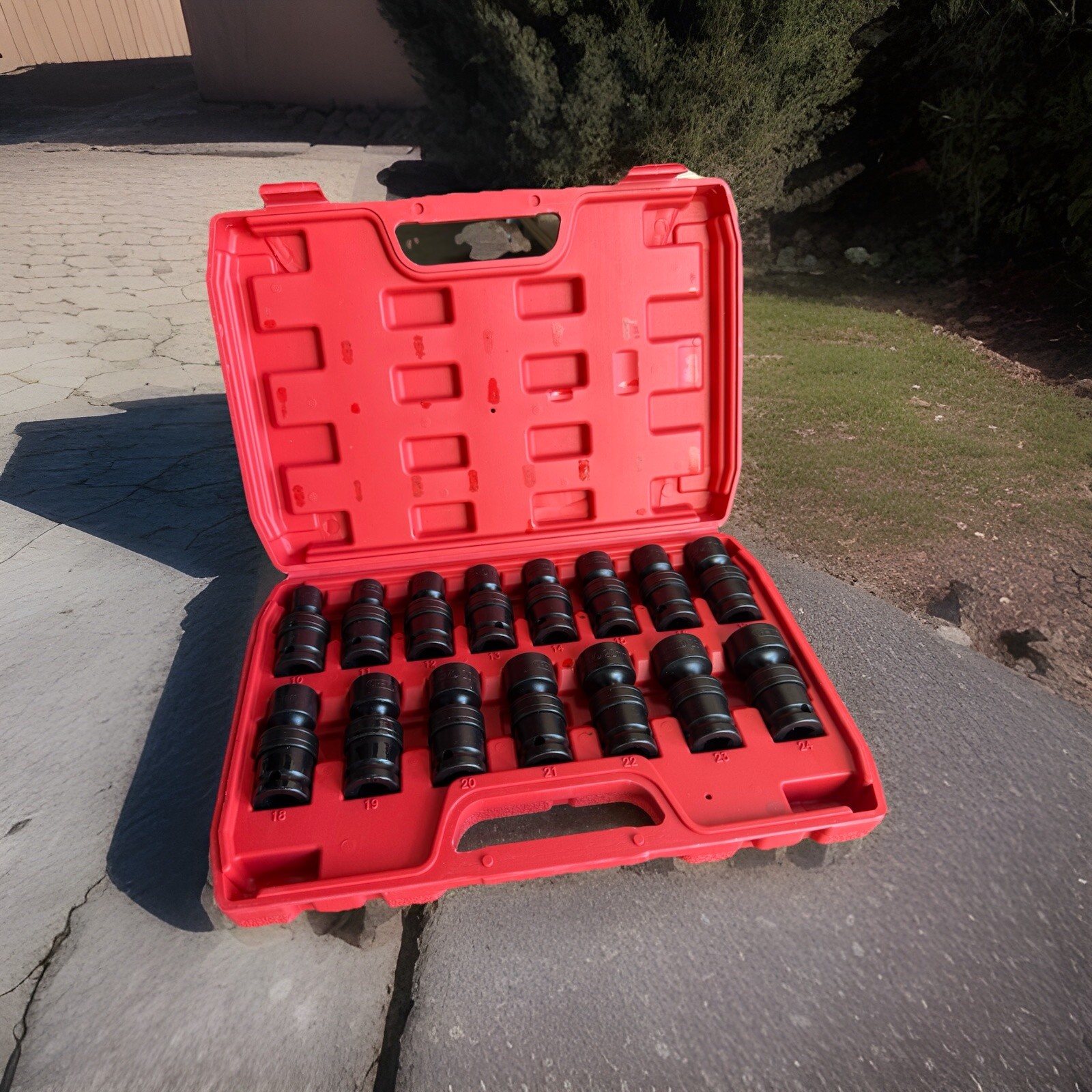 15PCS 1/2″ Dr. Shallow Swivel Universal Joint Impact Socket Set 10- 24mm 6Pts