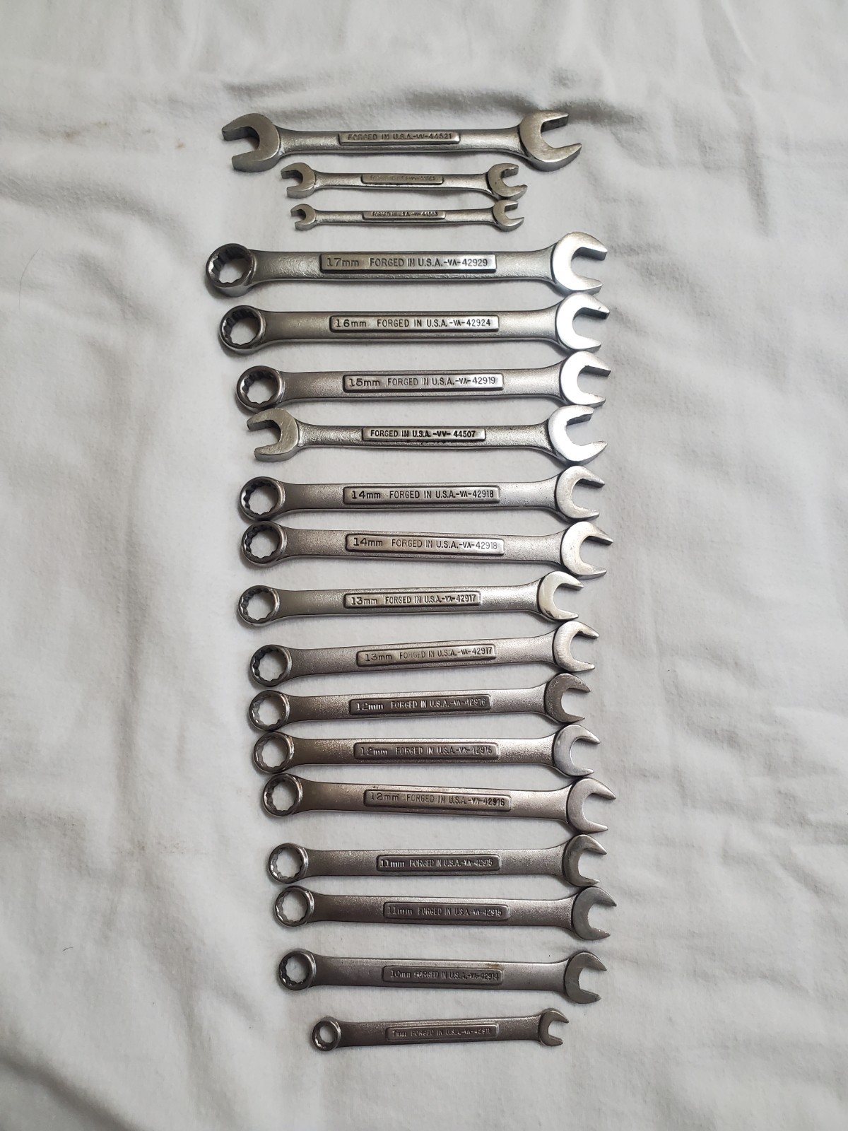 Vintage Craftsman Wrench Lot 18 Mixed Metric SAE Combination Forged In USA VA