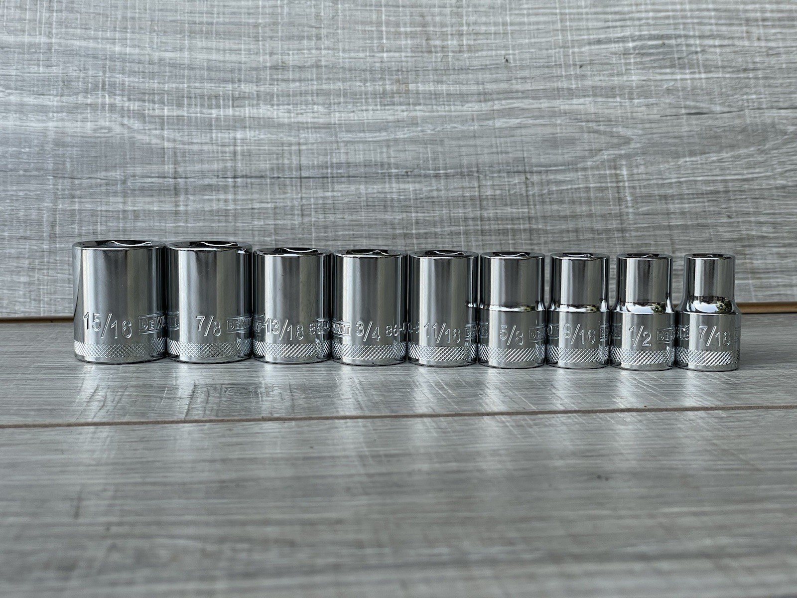 *NEW* DeWalt 9 Piece SAE 6 Point Socket Set For 1/2″ Inch Drive 15/16 – 7/16In