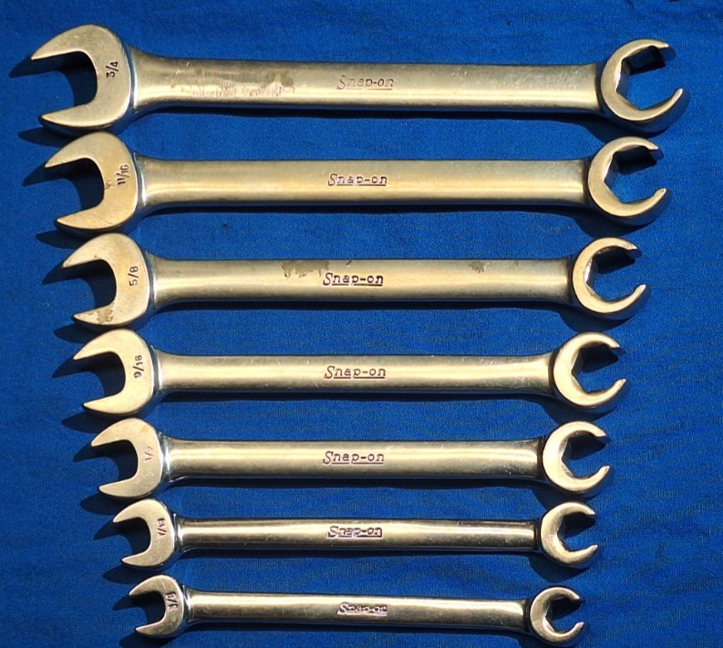 Old Logo Snap-On 7 piece RXS Open end Flare Nut SAE wrench set 3/4″ – 3/8″