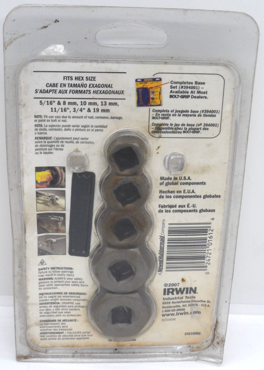 IRWIN BOLT-GRIP Expansion Damaged Bolt 5 PC Set (SAE 5/16–3/4″ Metric 8-19mm)