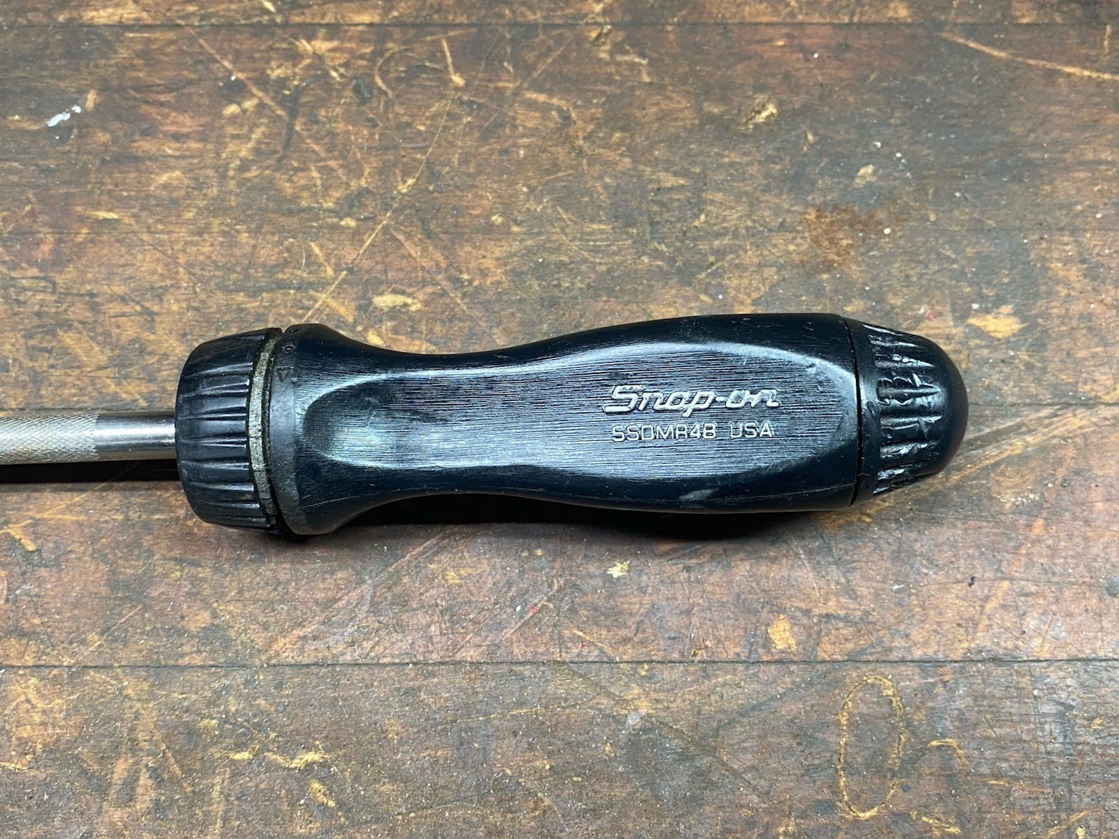 Snap On Tools SSDMR4B Hard Grip Ratcheting Screwdriver Black 2 Bits Magnetic Tip