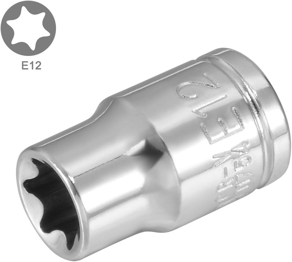 uxcell 3/8-inch Drive E12 External Torx Shallow Socket, Cr-V Steel One Size