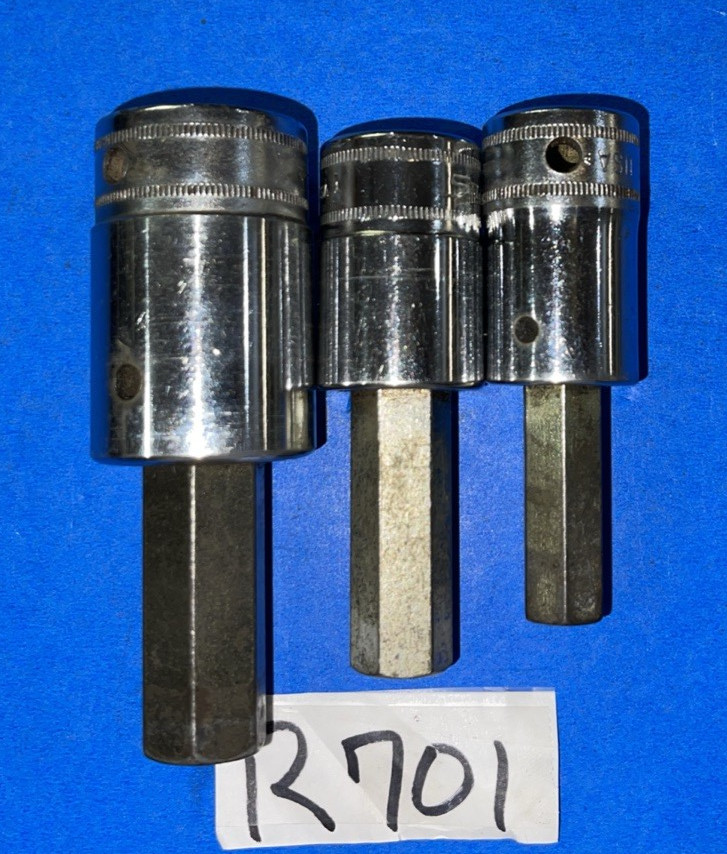 SNAP-ON TOOLS 3 PIECE 1/2 DRIVE METRIC HEX SOCKET DRIVERS 12MM, 14MM, 17MM