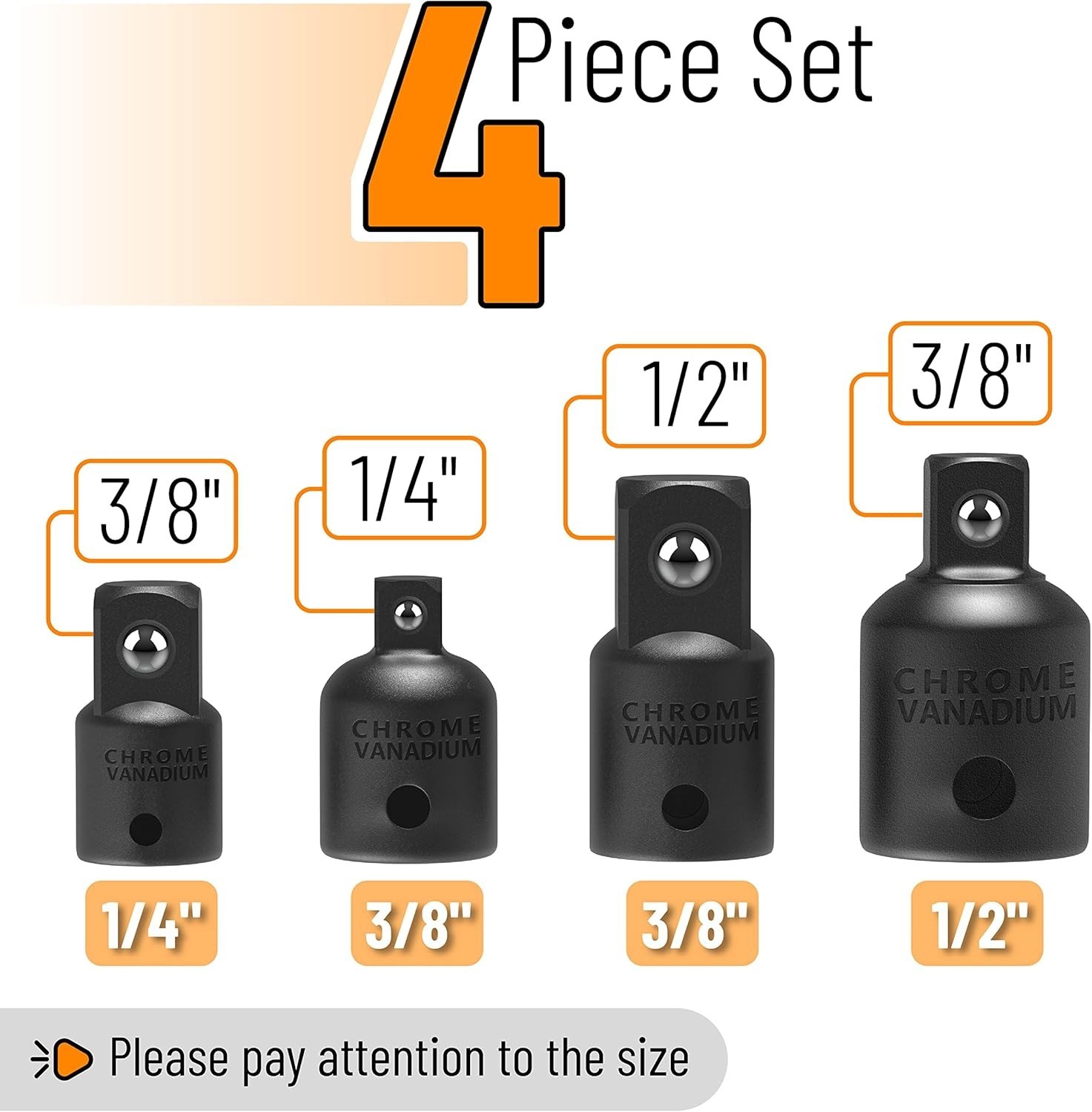 4-Piece Heavy-Duty Socket Adapter and Reducer Set for Automotive Precision