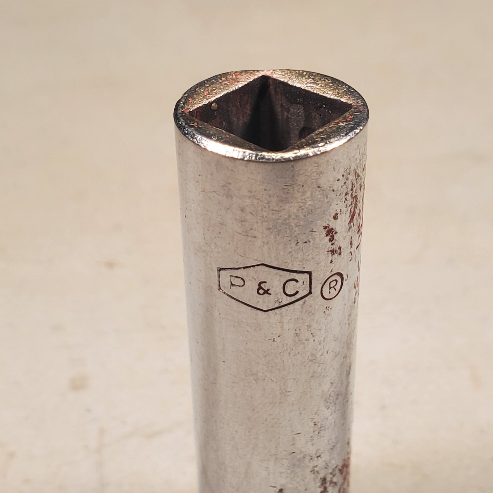P&C 3/8” Drive 12Pt. Lot of (5) Sockets 7/16, 9/16, 11/16, 3/4 x2, U.S.A. VTG