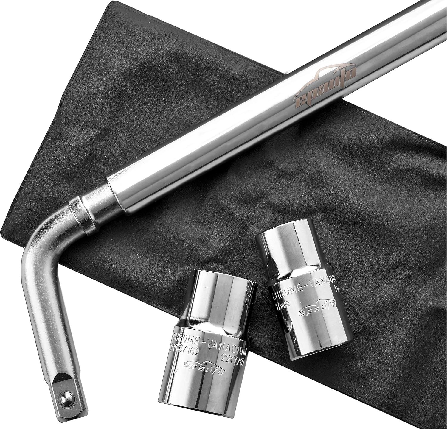 EPAuto Telescoping Lug Wrench with 4 CR-V Sockets (17/19, 21/22mm)