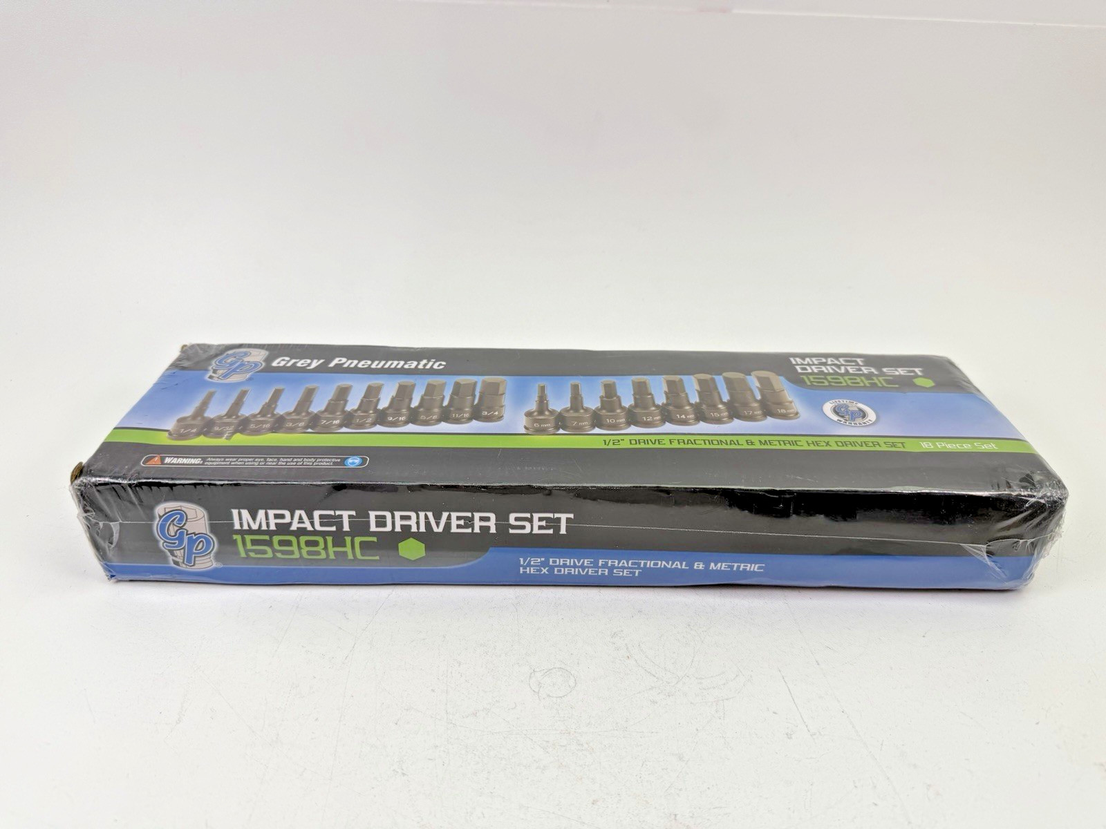Grey Pneumatic 1598HC 18-Pc. 1/2 in. Drive SAE/Metric Standard Hex Driver Set