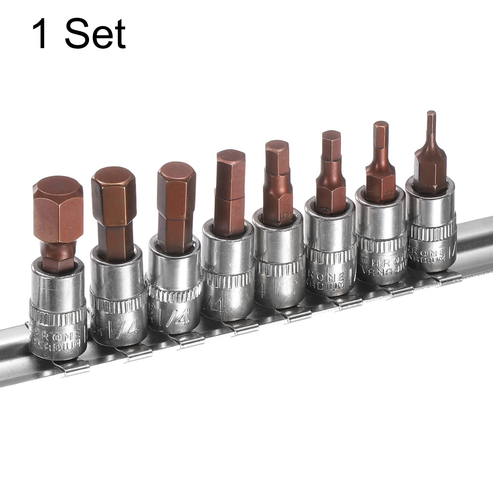 8pcs H2-H10 1/4″ Metric Extension Impact Hex Tip Set, Red