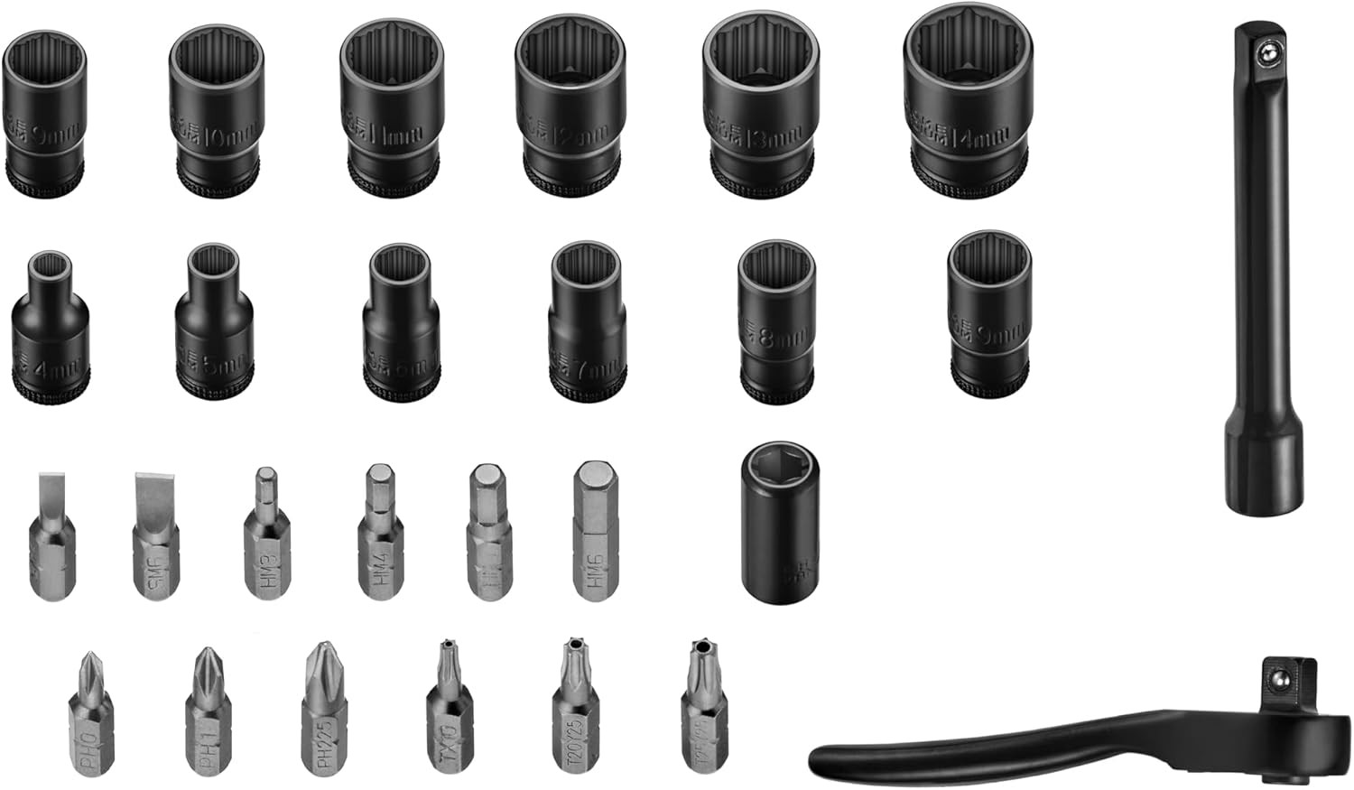 26PCS 1/4” Ratchet & Bit Socket Set, Mini 90-Tooth Ratcheting Drive Metal