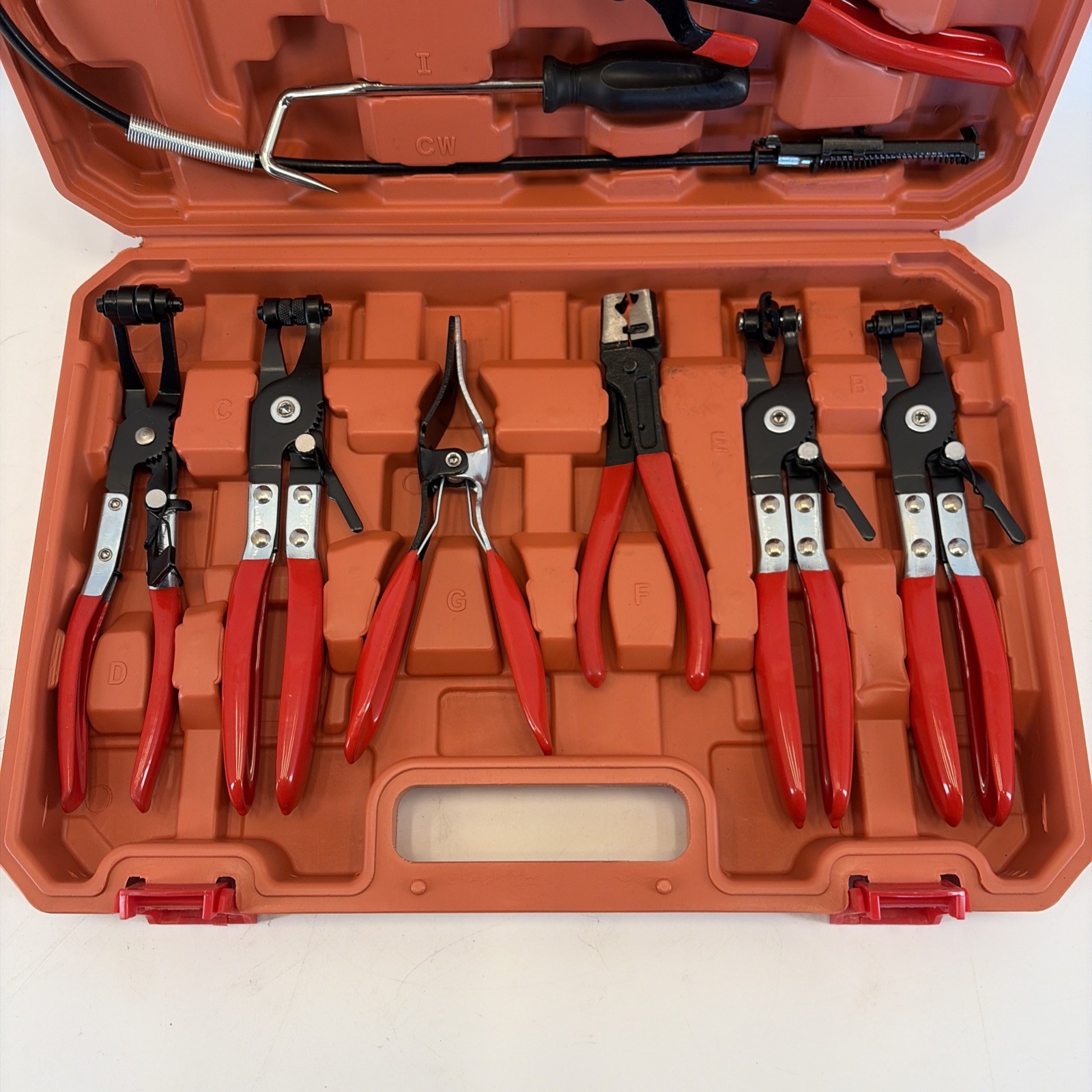 9-Piece Hose Clamp Pliers Kit Clip Remove Set Swivel Jaw Flat Angled Automotive