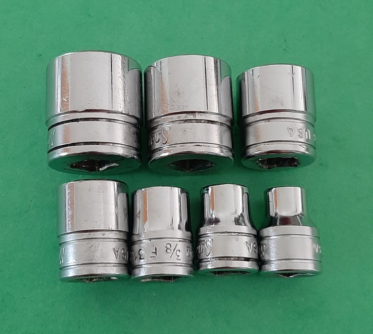 Snap-on F308-F320 1/4″ – 5/8″ 3/8″ Drive 7 Pc Double Square 8pt Point Socket Set