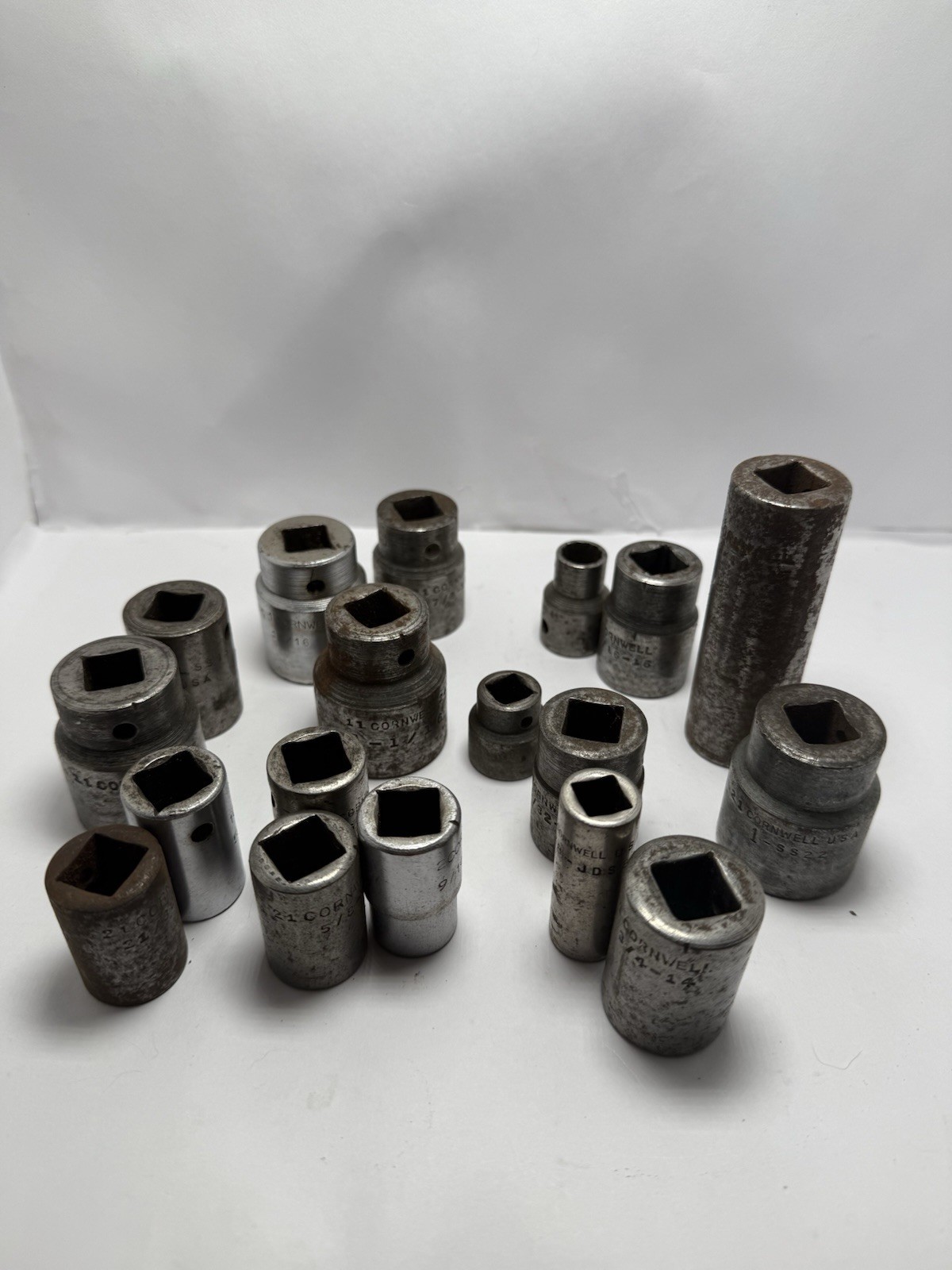 Lot Of 18 Cornwell 12 Point 6 Point 1/2 3/8 Sockets Vintage Different Sizes