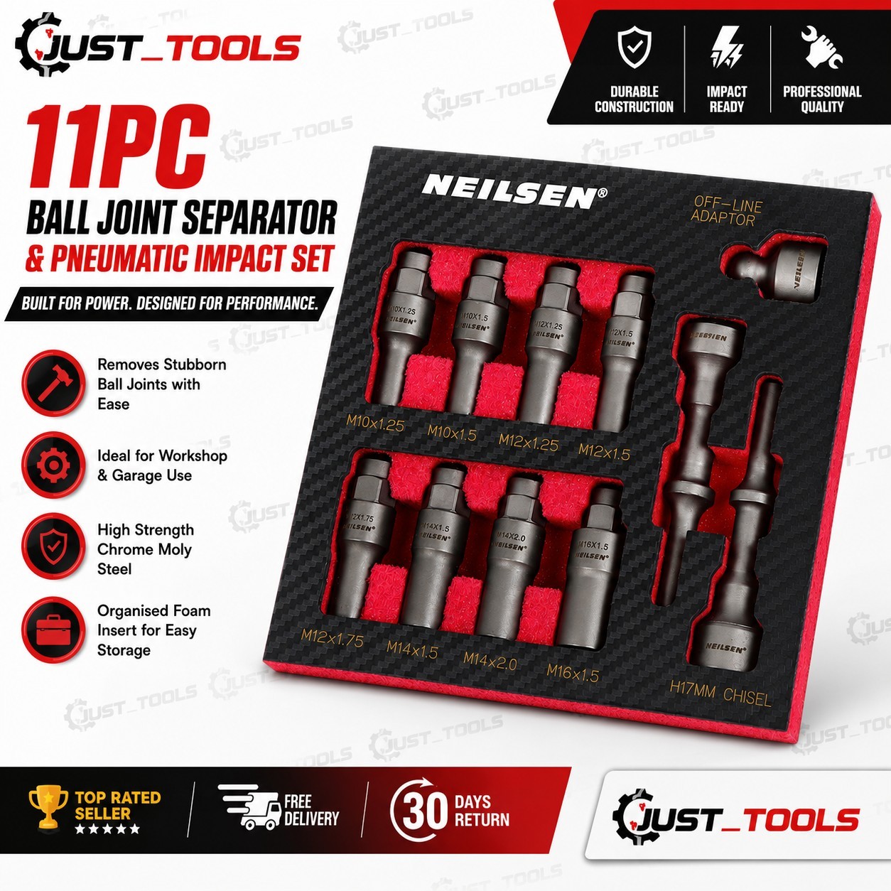 11pc Ball Joint Separator & Pneumatic Impact Set