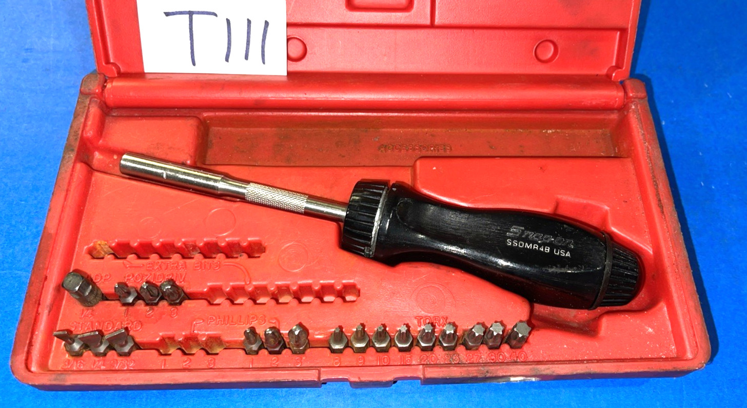 SNAP-ON TOOLS BLACK RATCHETING SCREWDRIVER IN A BIT KIT SHIPPED FREE IN THE US