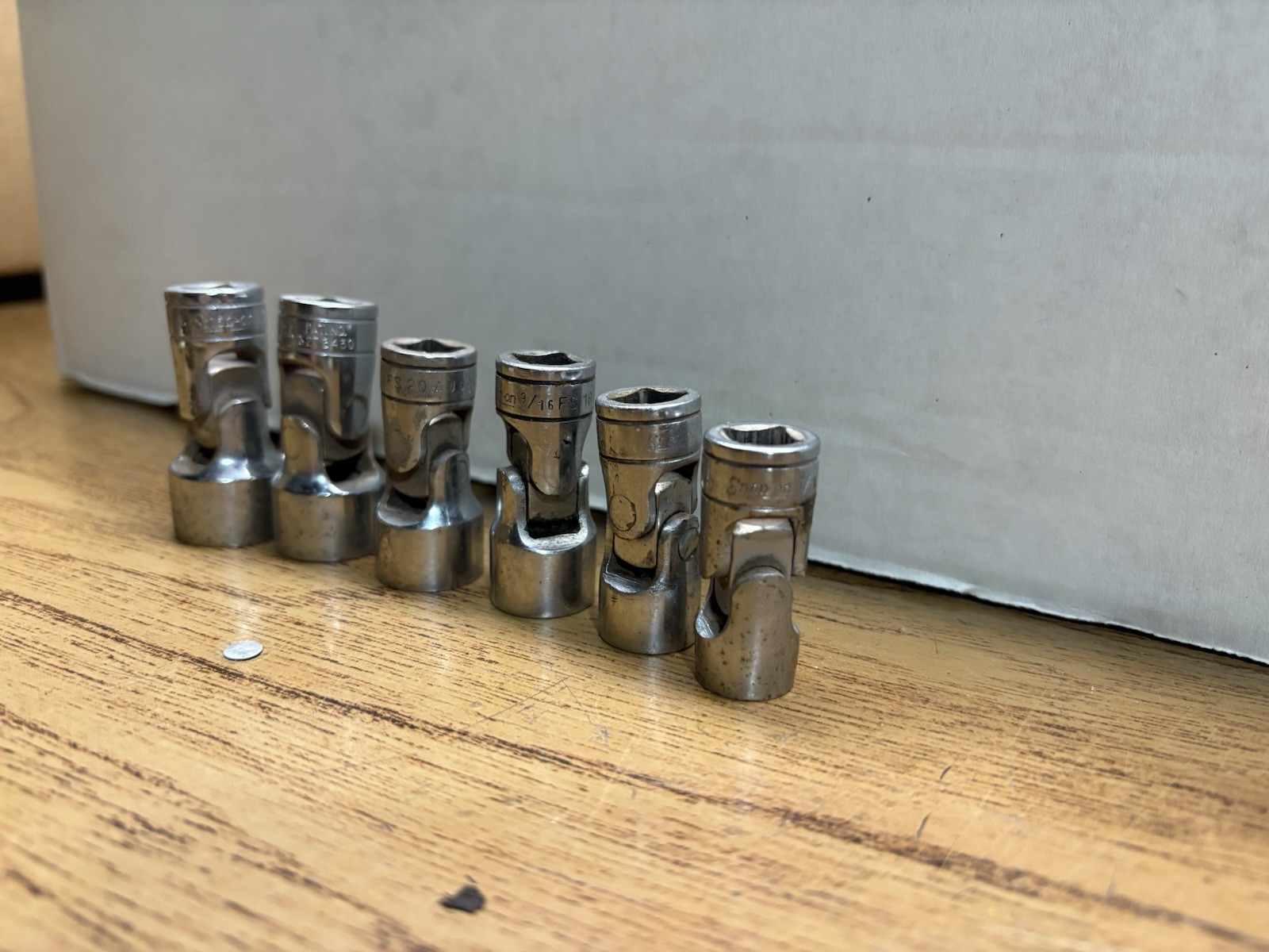 snap on socket set 1/2 Lot Of 6 Swivel Sockets Snap On SAE Used See Pictures