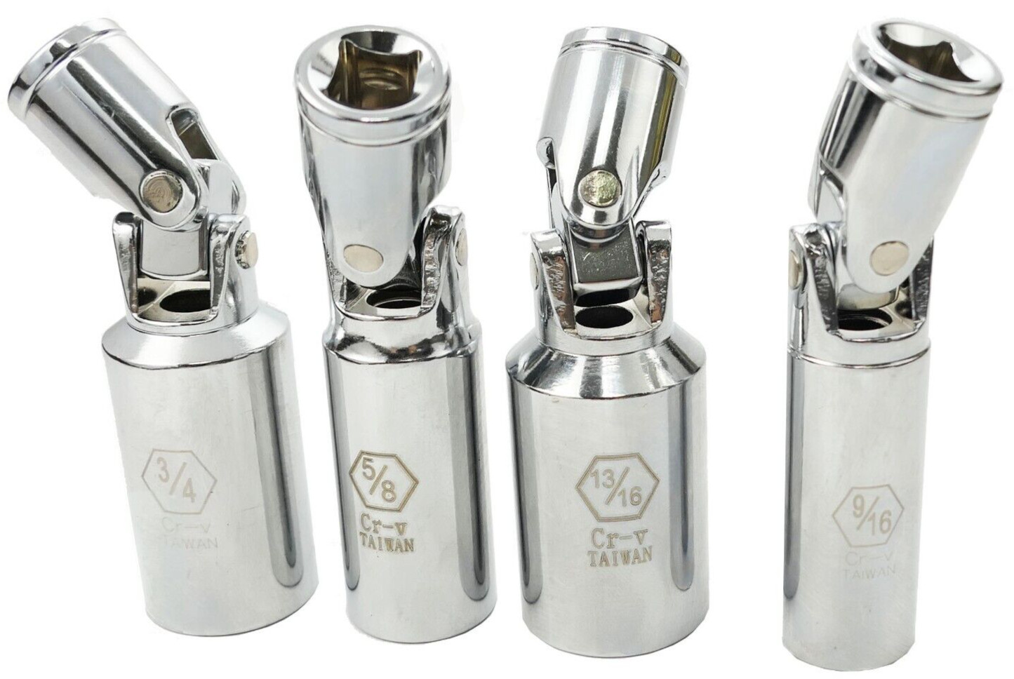 4-Pc. 3/8″ Dr. Universal Flex Head Spark Plug Socket Set 3/4″ 13/16″ 5/8″ 9/16″
