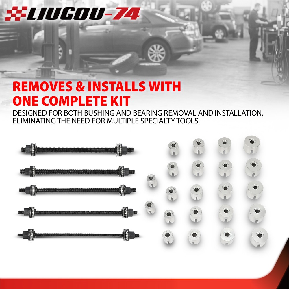 Universal Press & Pull Sleeve Kit Bush Bearing Removal Insertion Tool Kit 27 PCS