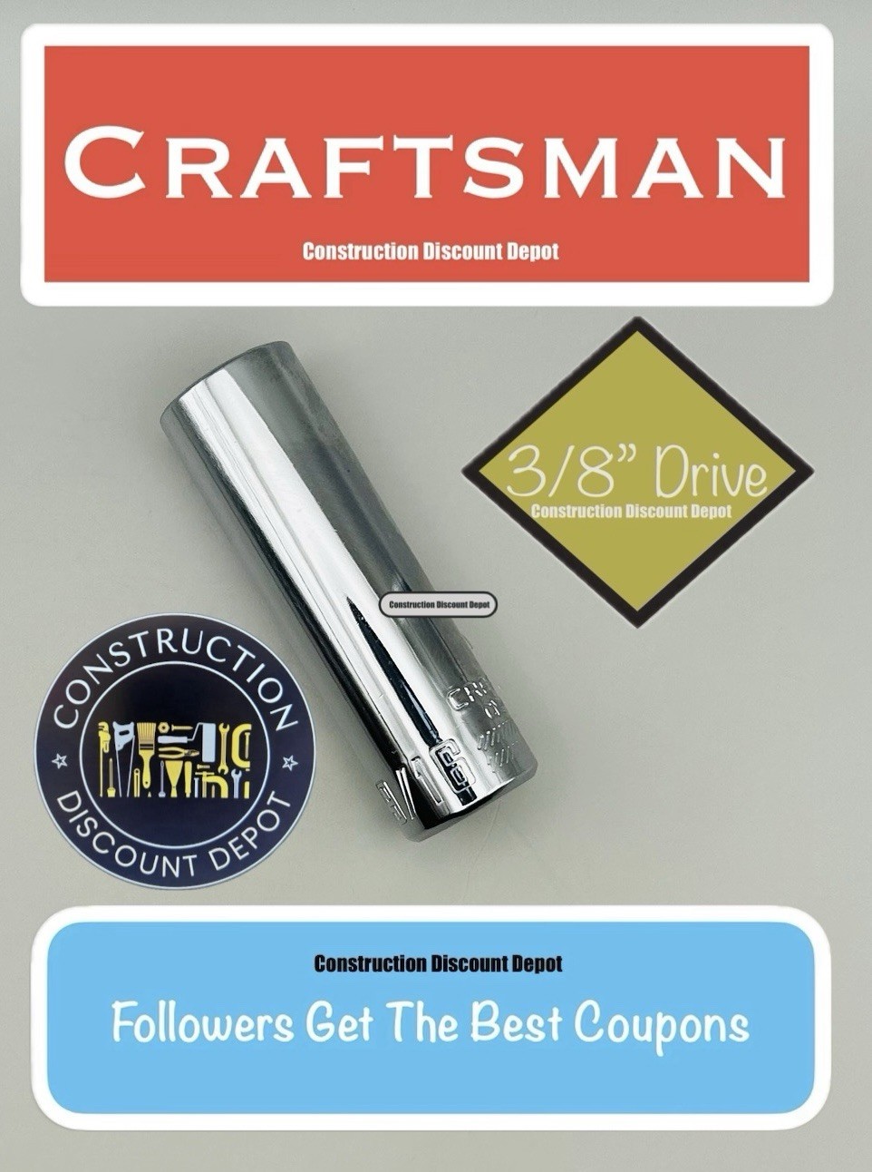 Craftsman 6 Point 3/8″ Drive Chrome Deep 9/16″ Socket CMMT43334