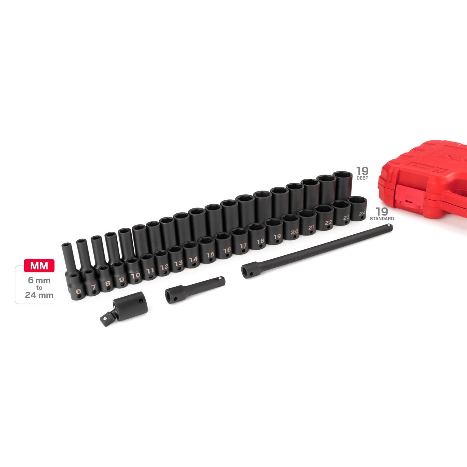 Tekton SID91401 3/8″ Drive 6-Point Impact Socket Set, 41-Piece