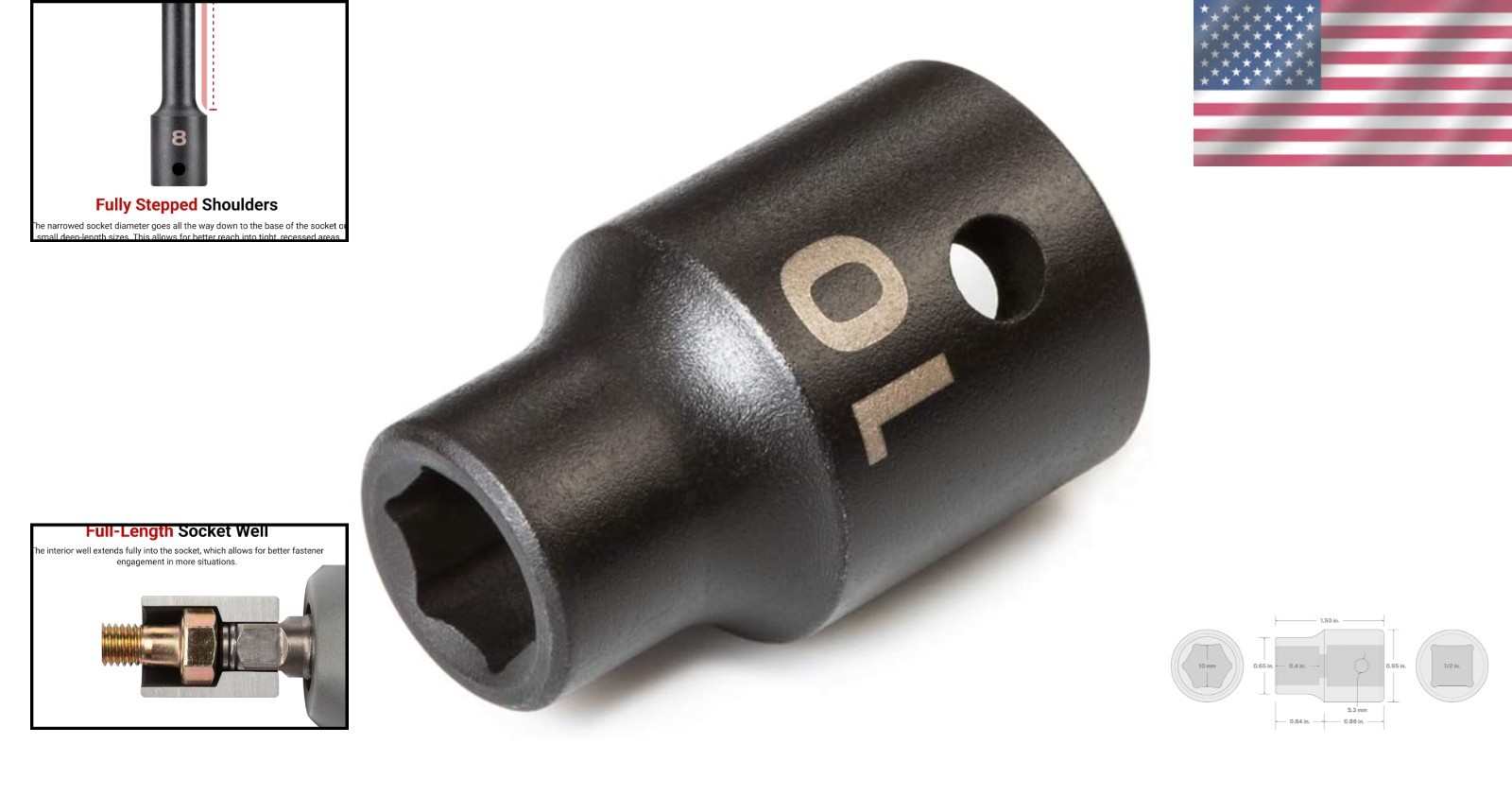 Corrosion-Resistant 10 mm Shallow 6-Point Impact Socket – Compatible with Anvils