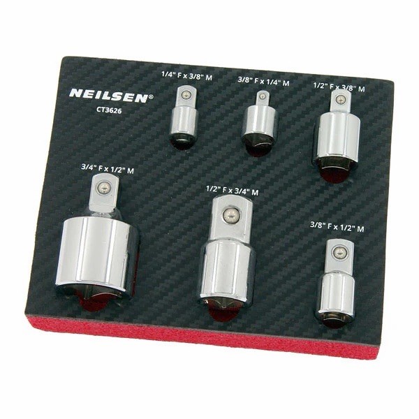 6 Piece Socket Converter Adaptor Reducer Set Female To Male 1/4″ 3/8″ 1/2″ Drive