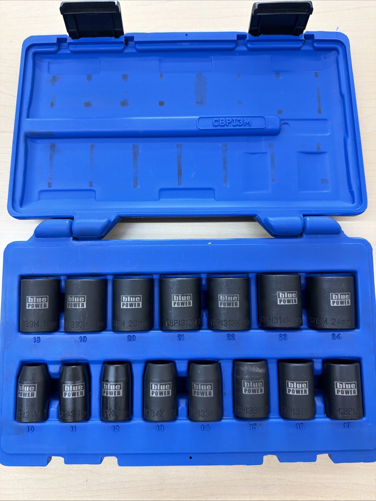 #bn386 Cornwell Blue Power CBPI3M 15pc Metric 1/2″ Driver Socket Set 10-24mm