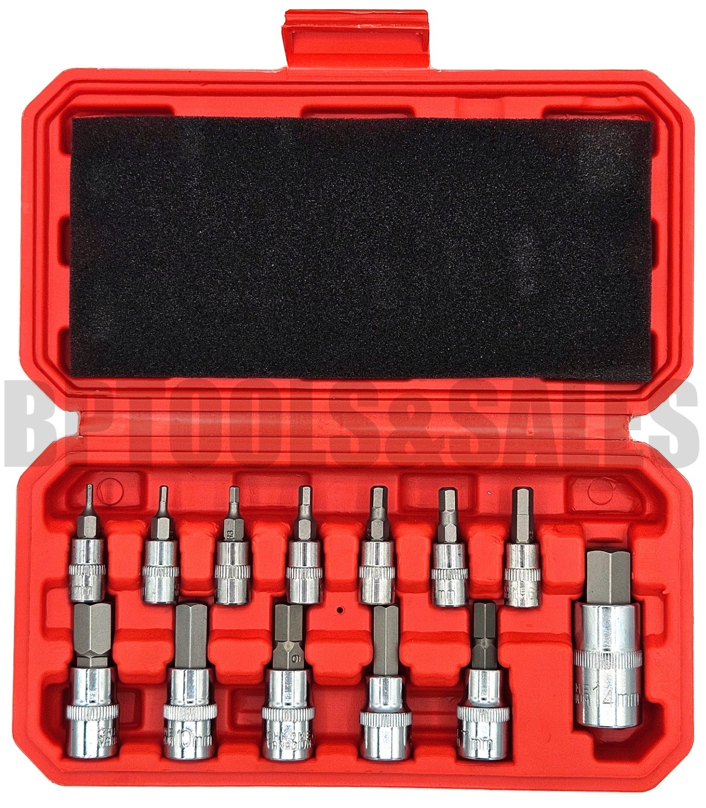 13pc Hex Bit Socket Set S2 Steel Allen Bit Socket Tool Kit (Metric) 2mm-14mm