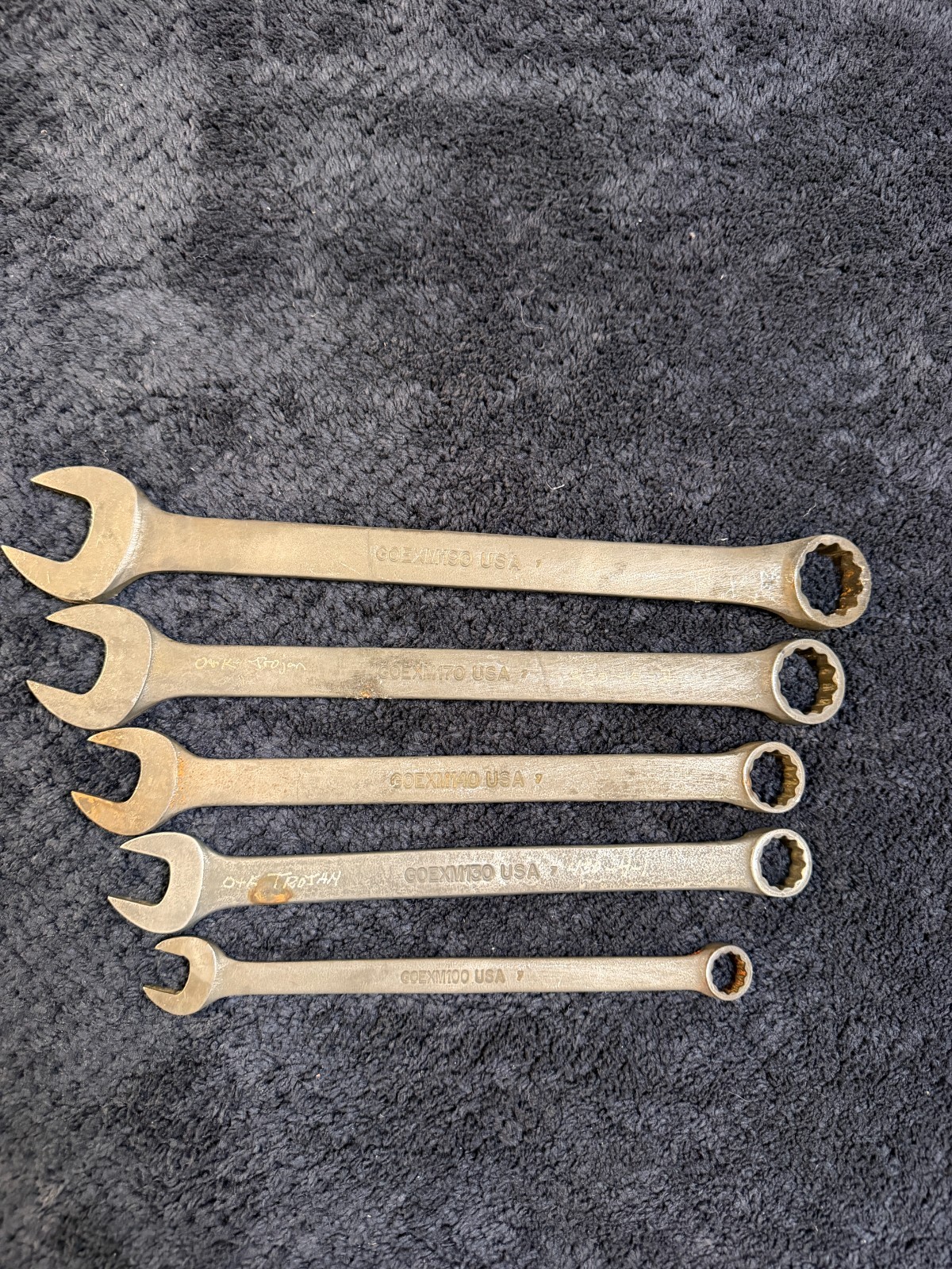 Snap-on 5 Piece Combination Wrench Set, GOEX See description for sizes. USED