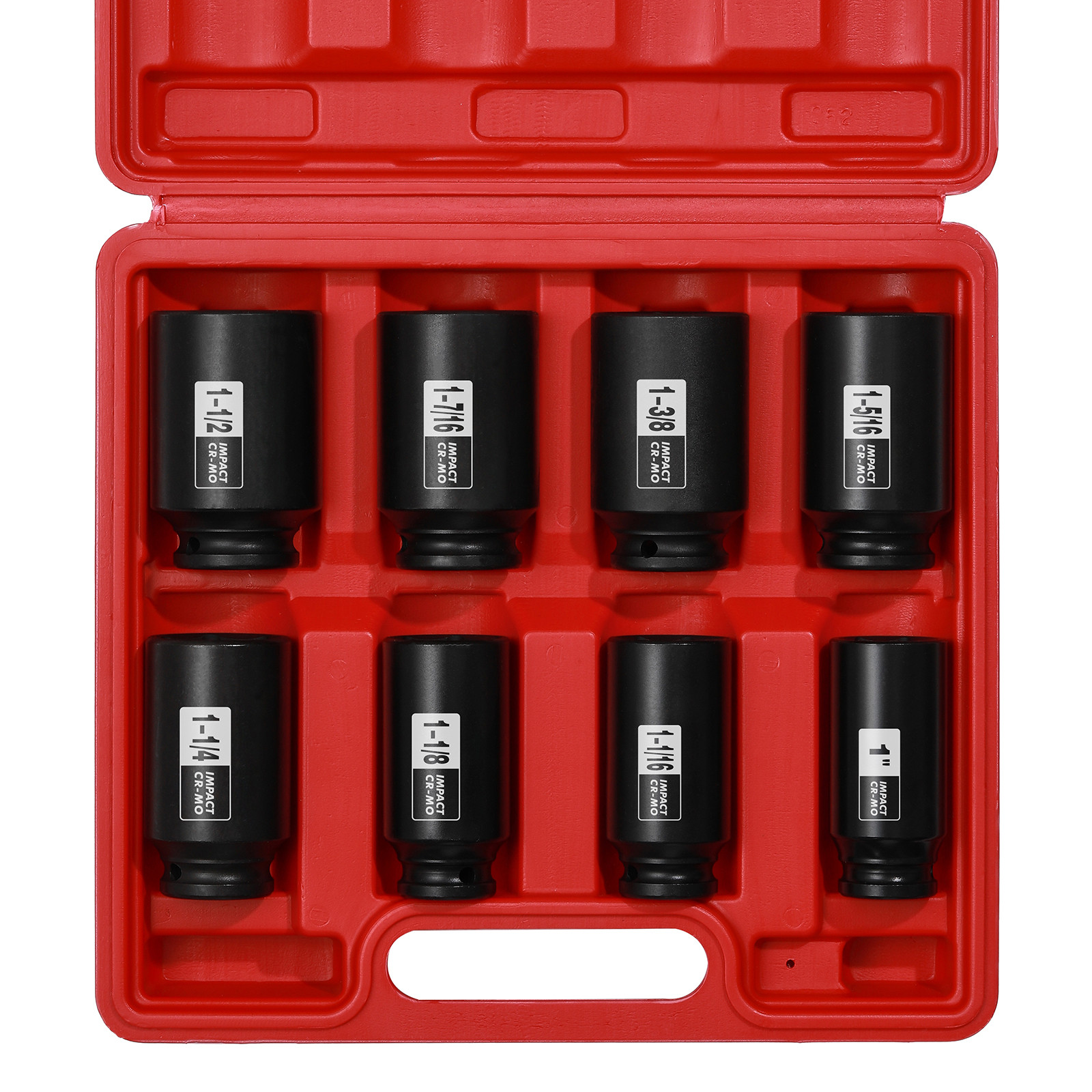 8PCS 1/2″ Impact Socket Set 6Point CR-MO 1″ to 1-1/2″Drive Deep Spindle Axle Nut