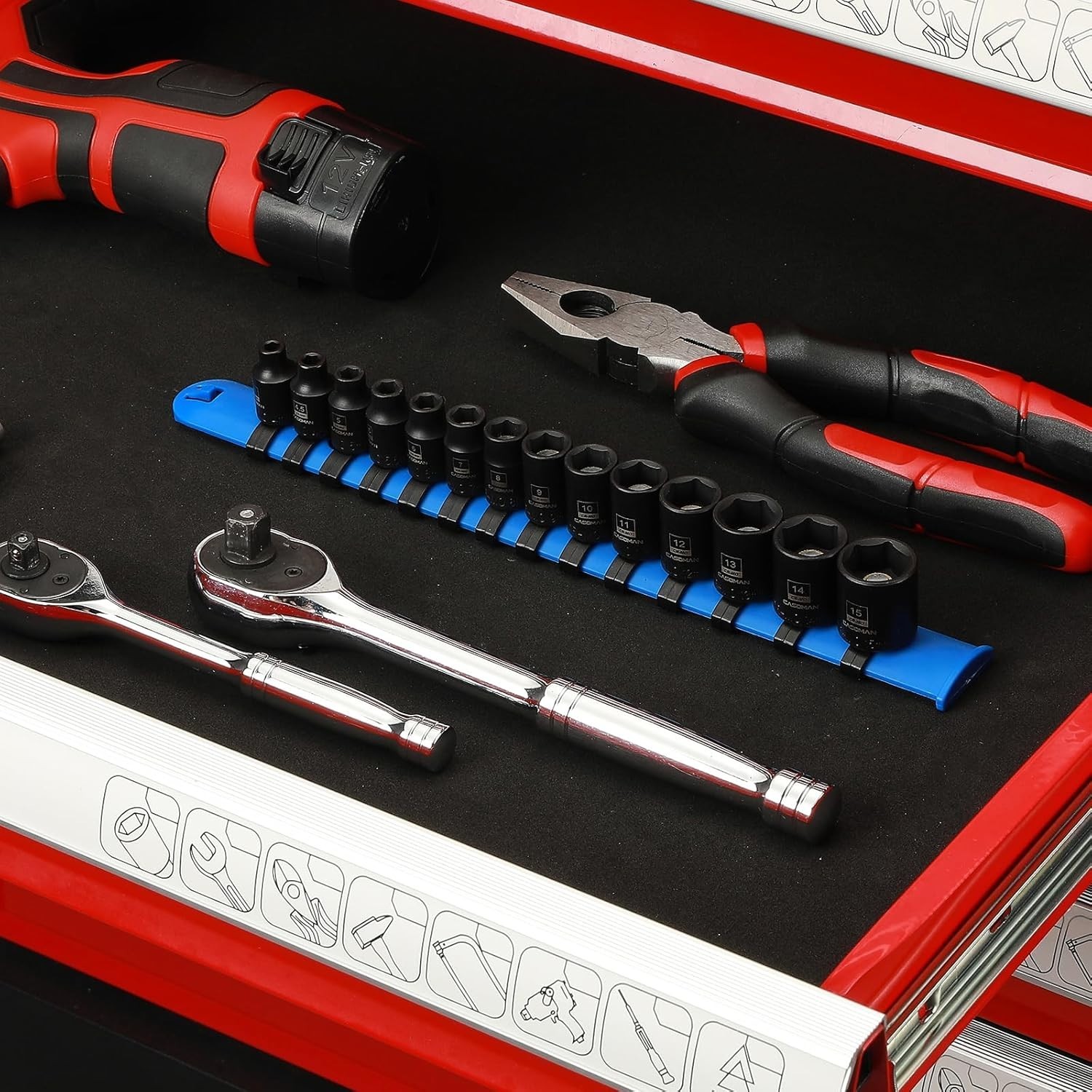 14PC 1/4″ Drive Magnetic Impact Socket Set Metric CR-MO Steel 4mm-15mm CASOMAN