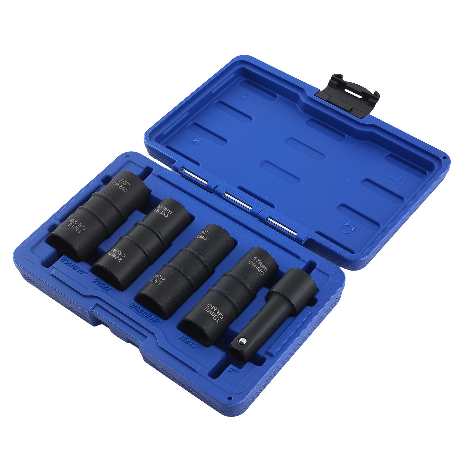 5PC Impact Flip Socket Set 1/2″ 17mm 19mm 21mm 22mm SAE Metric Extension Bar