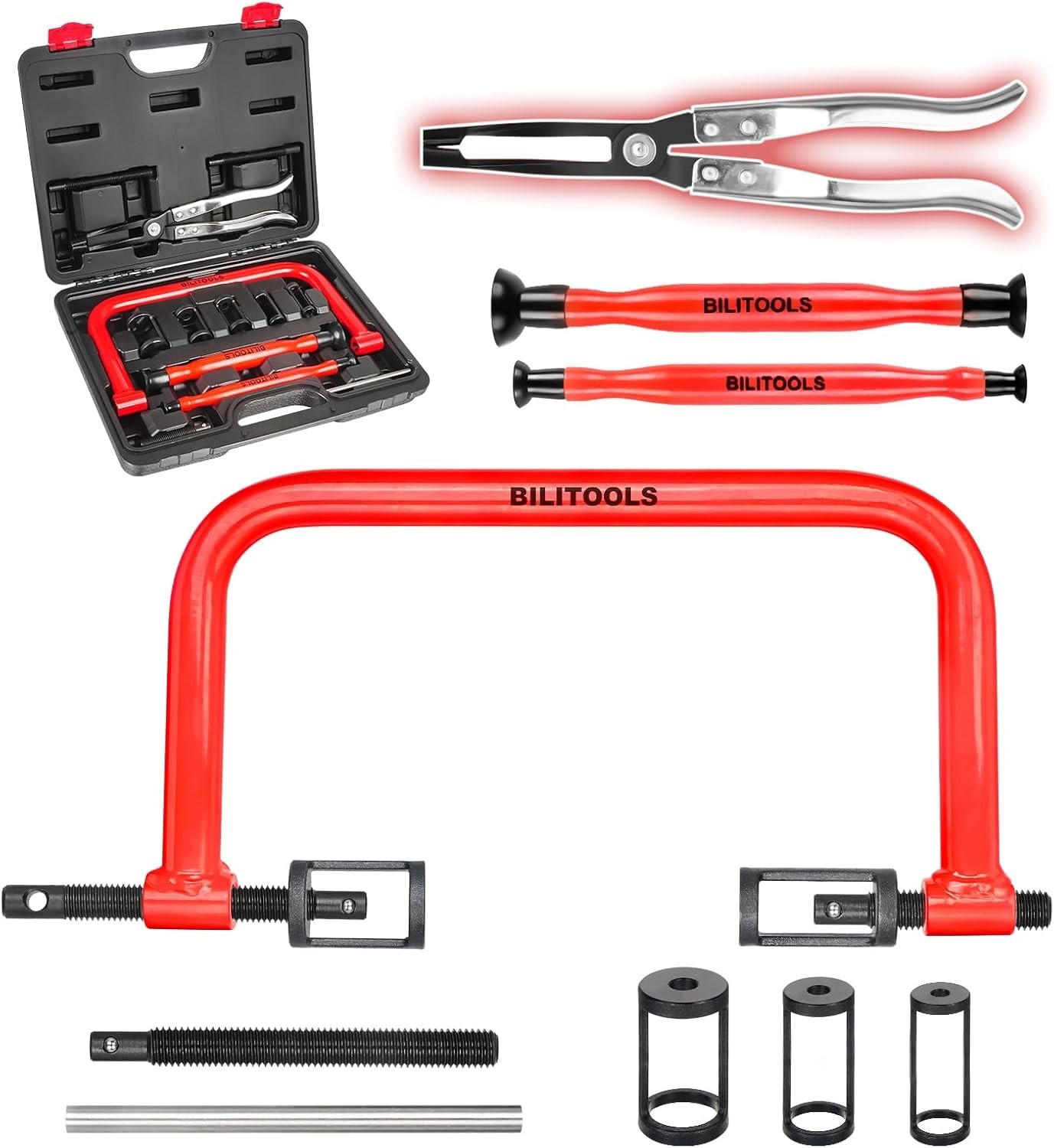 13-Piece Valve Spring Compressor Kit with Straight Plier for Easy Auto Repairs