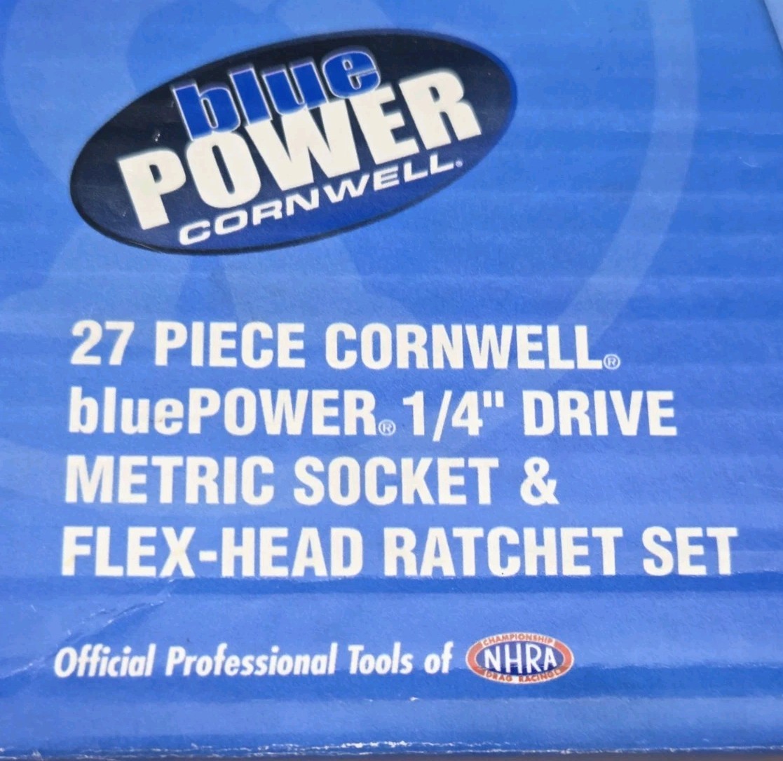 New Cornwell BluePower CBP271FS-1/4″ Dr 27 Pc Metric Skt Set & Flex Head Ratchet