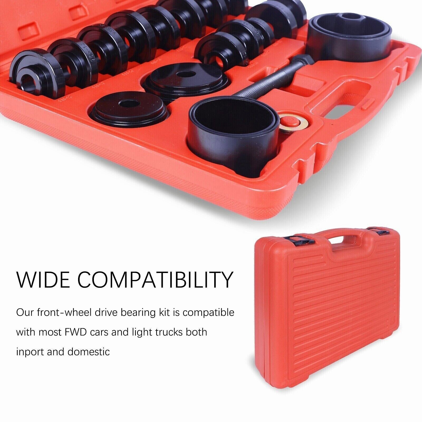 23pcs Front Wheel Bearing Press Kit Removal Adapter Puller Pulley Tool Case
