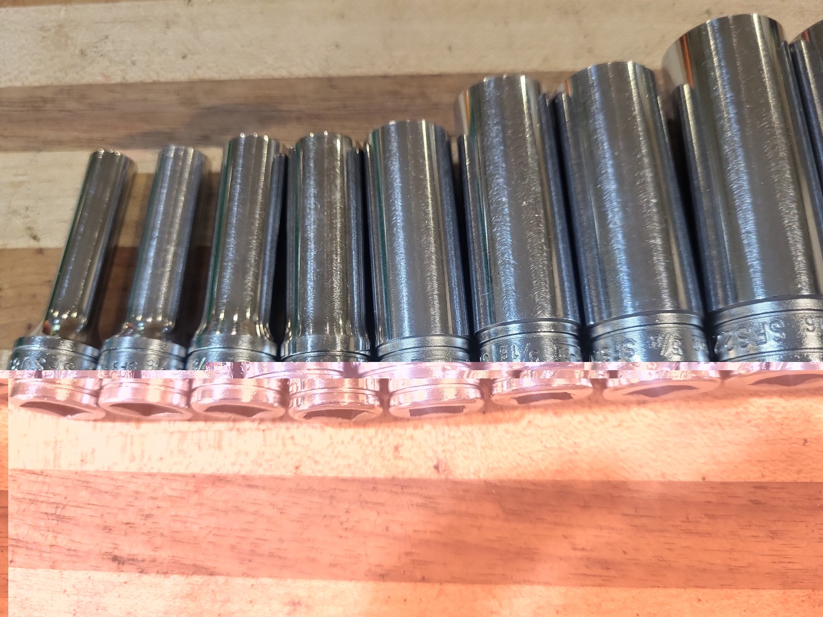 Snap-On 11 Pc. 3/8″ Dr. 6 Pt. SAE Deep Socket Set 211SFS. VGUC 🔥 🇺🇸