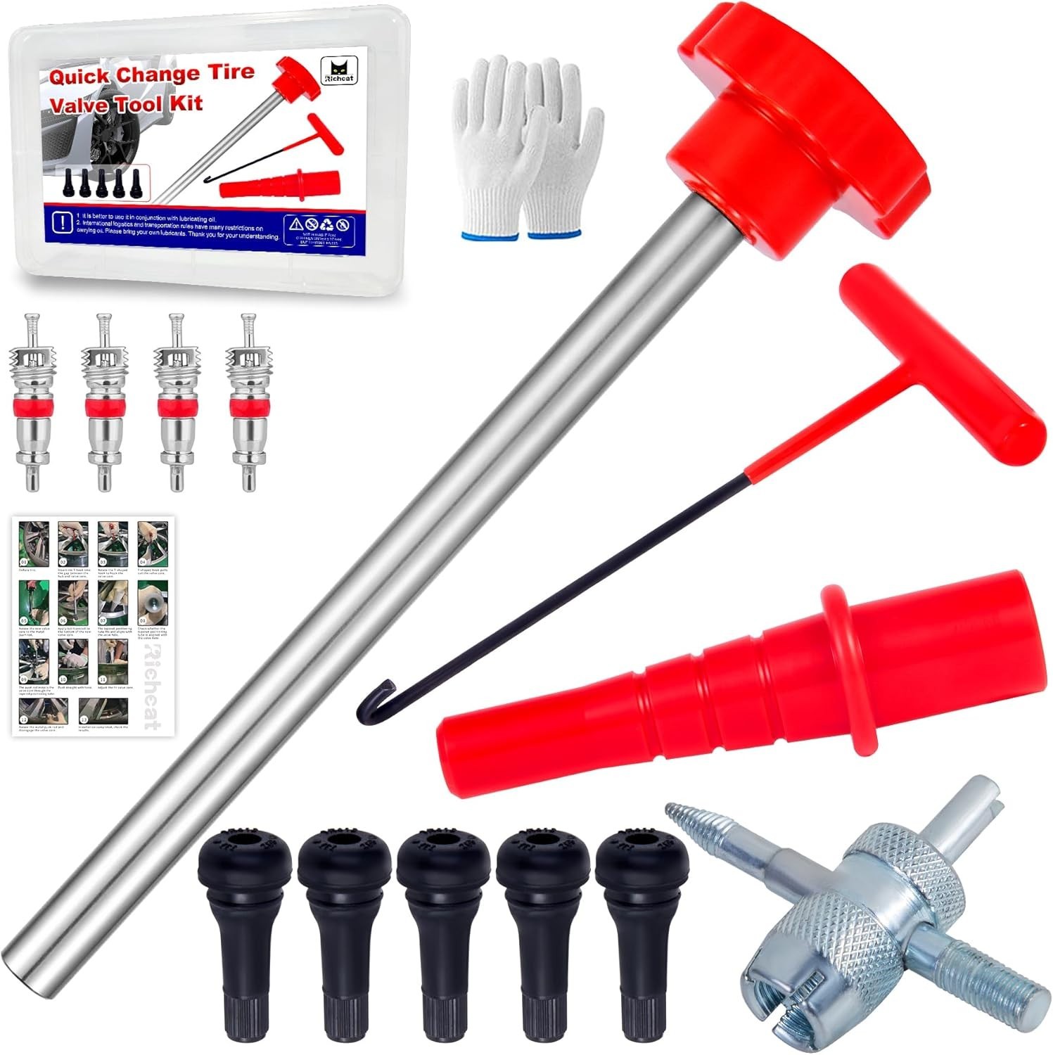 Quick Change Tire Valve Tool Kit,Tire Valve Stem Core Quickly Replacement Too…