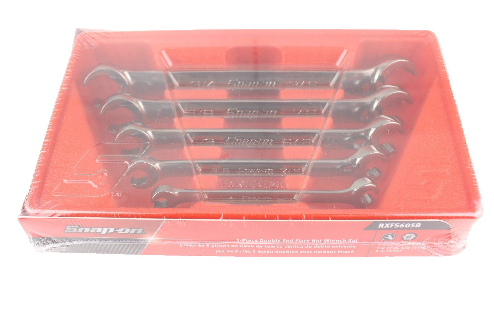 SEALED Snap-on Tools USA SAE Double Flare Nut 6 Point Line Wrench Set 5 RXFS605B