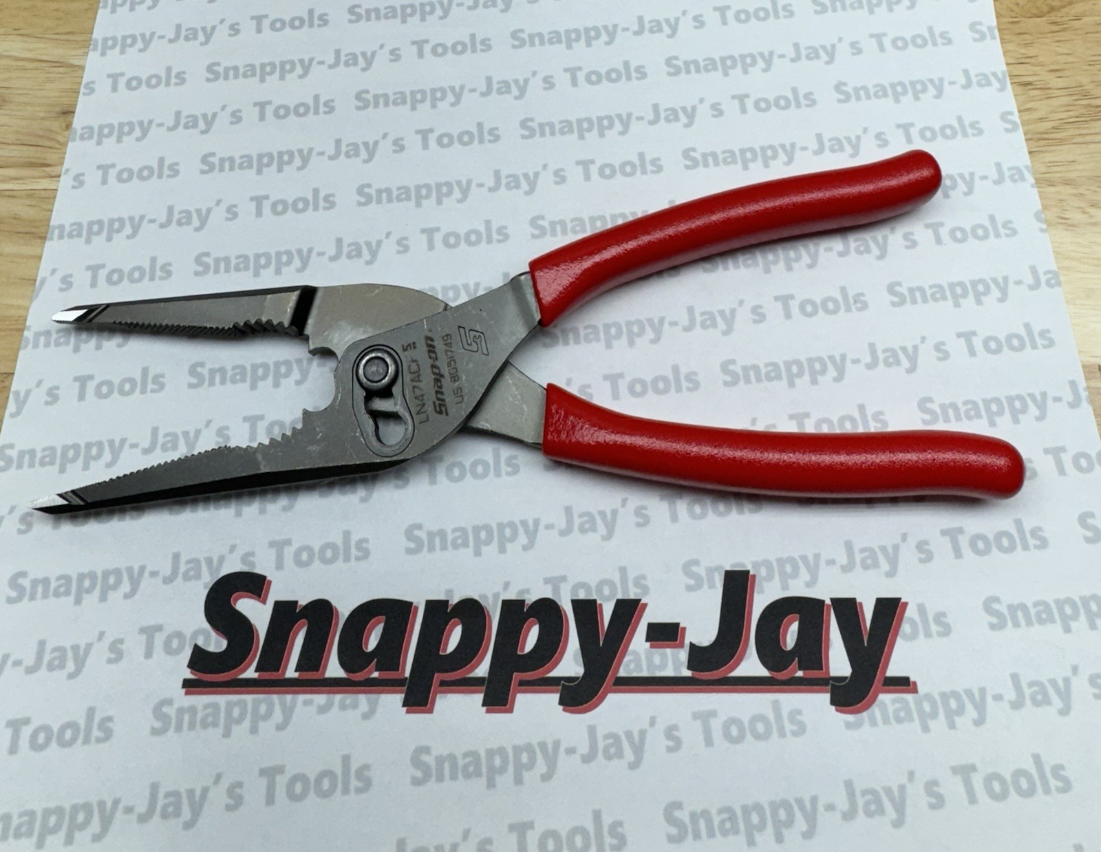 Snap-On Tools USA NEW RED 9″ Soft Grip Long Nose Slip Joint Pliers LN47ACF