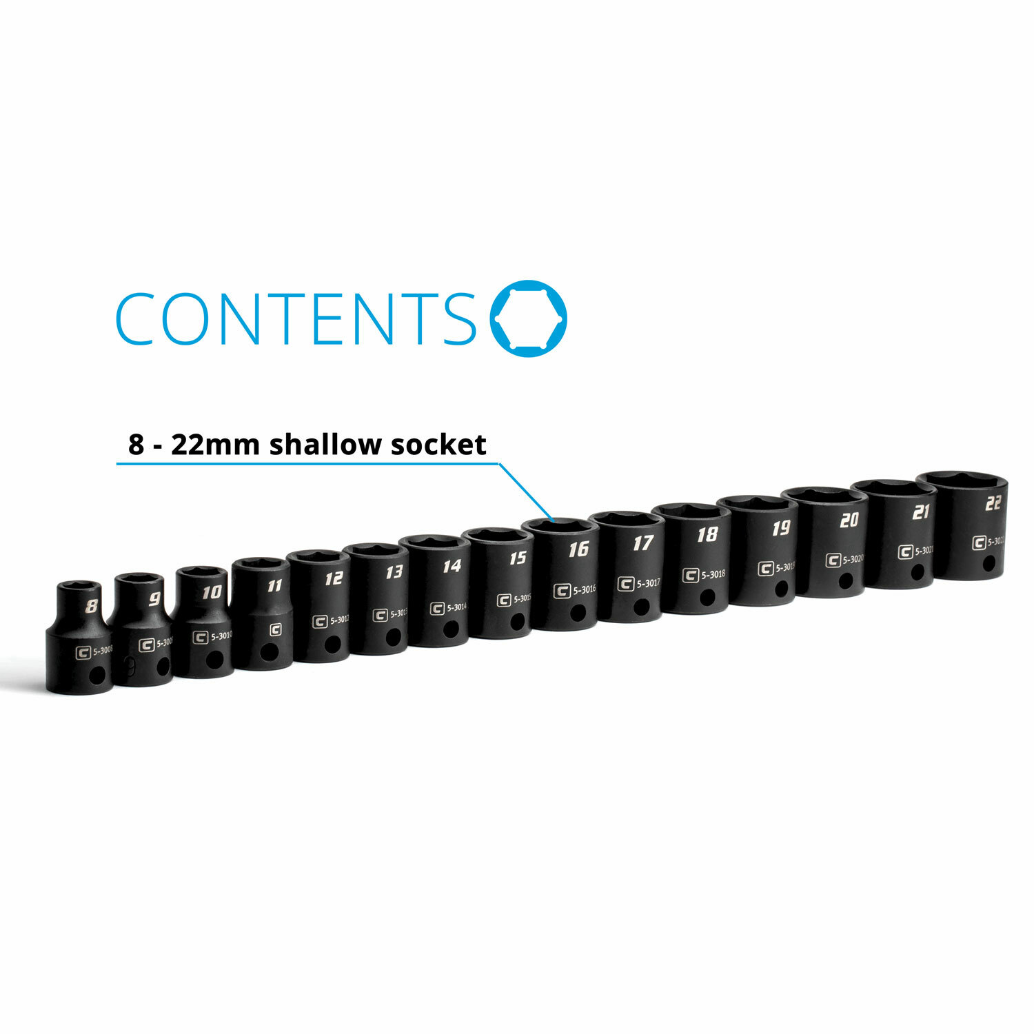Capri Tools 3/8 in. Drive Shallow Impact Socket Set, Metric, 15-Piece