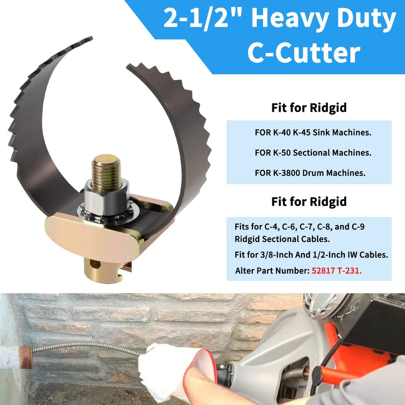 T-231 2-1/2″ Heavy Duty C Cutter Drain Cleaner Tools Fits Ridgid C-4, C-6,#52817