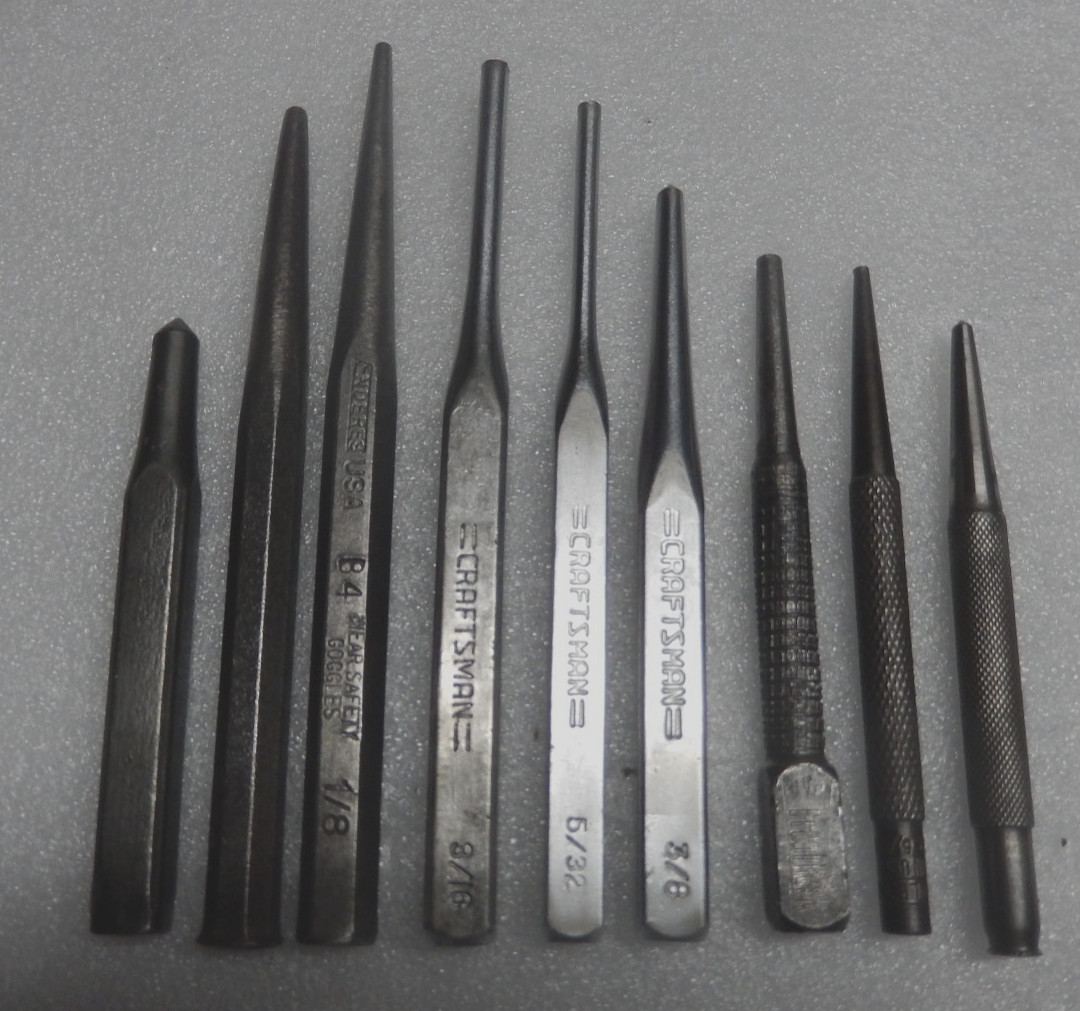Vintage Lot (9) Asst. Punches CRAFTSMAN, GREAT NECK, ENDERES, STANLEY JAPAN, USA