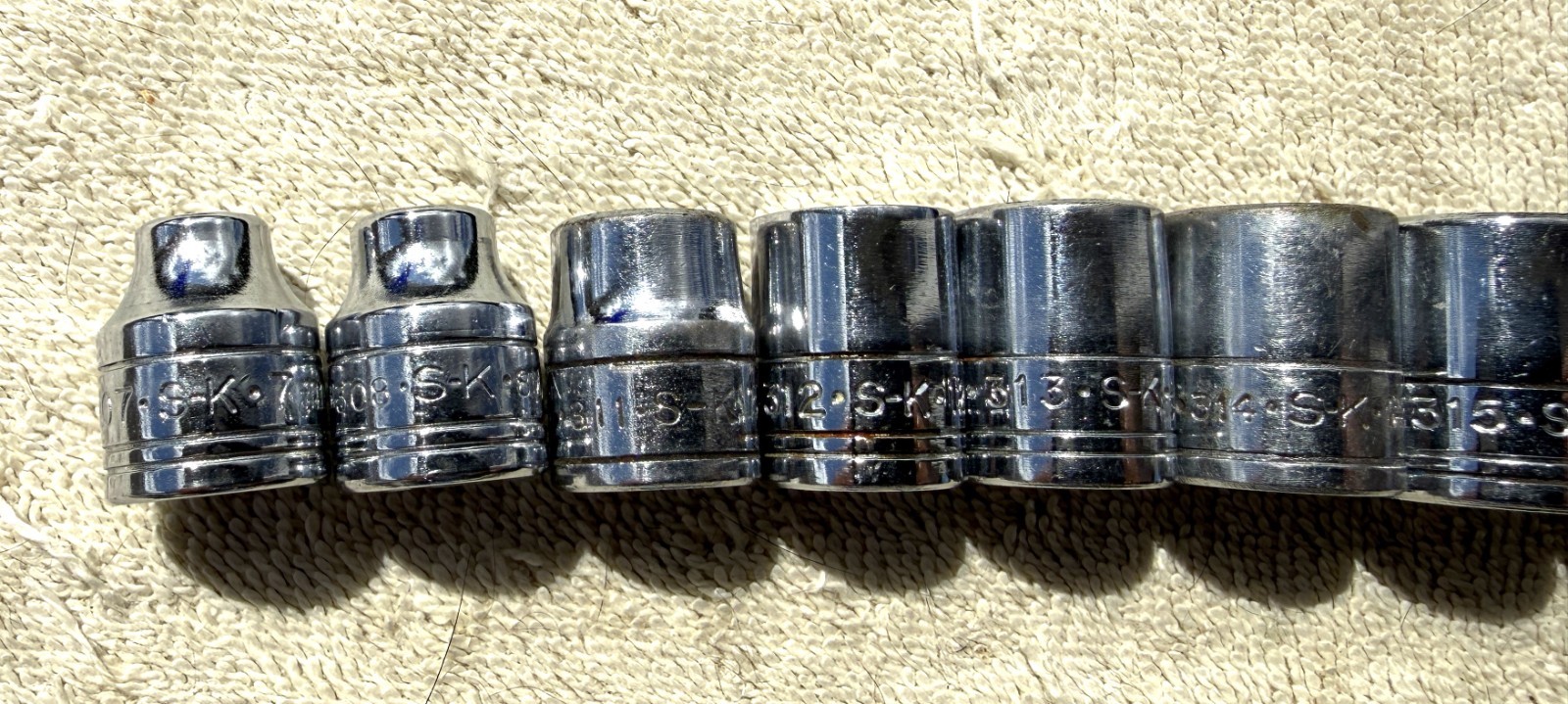 VINTAGE 3/8″ DRIVE S-K 12 PC METRIC HEX SOCKET SET – AS PICTURED