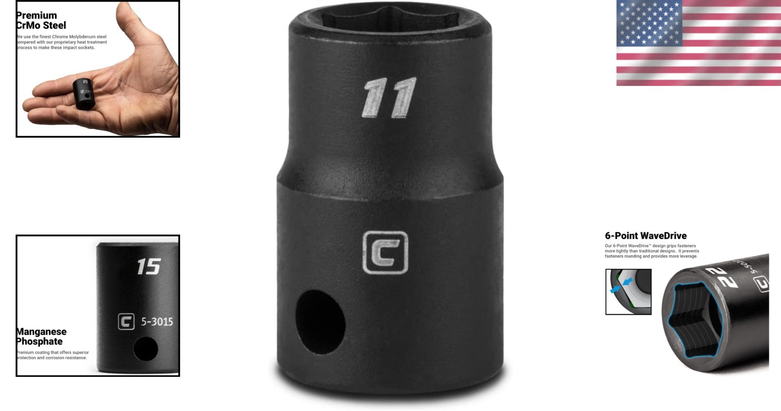 Durable Corrosion-Resistant 11mm 3/8″ Drive Impact Socket for Professionals