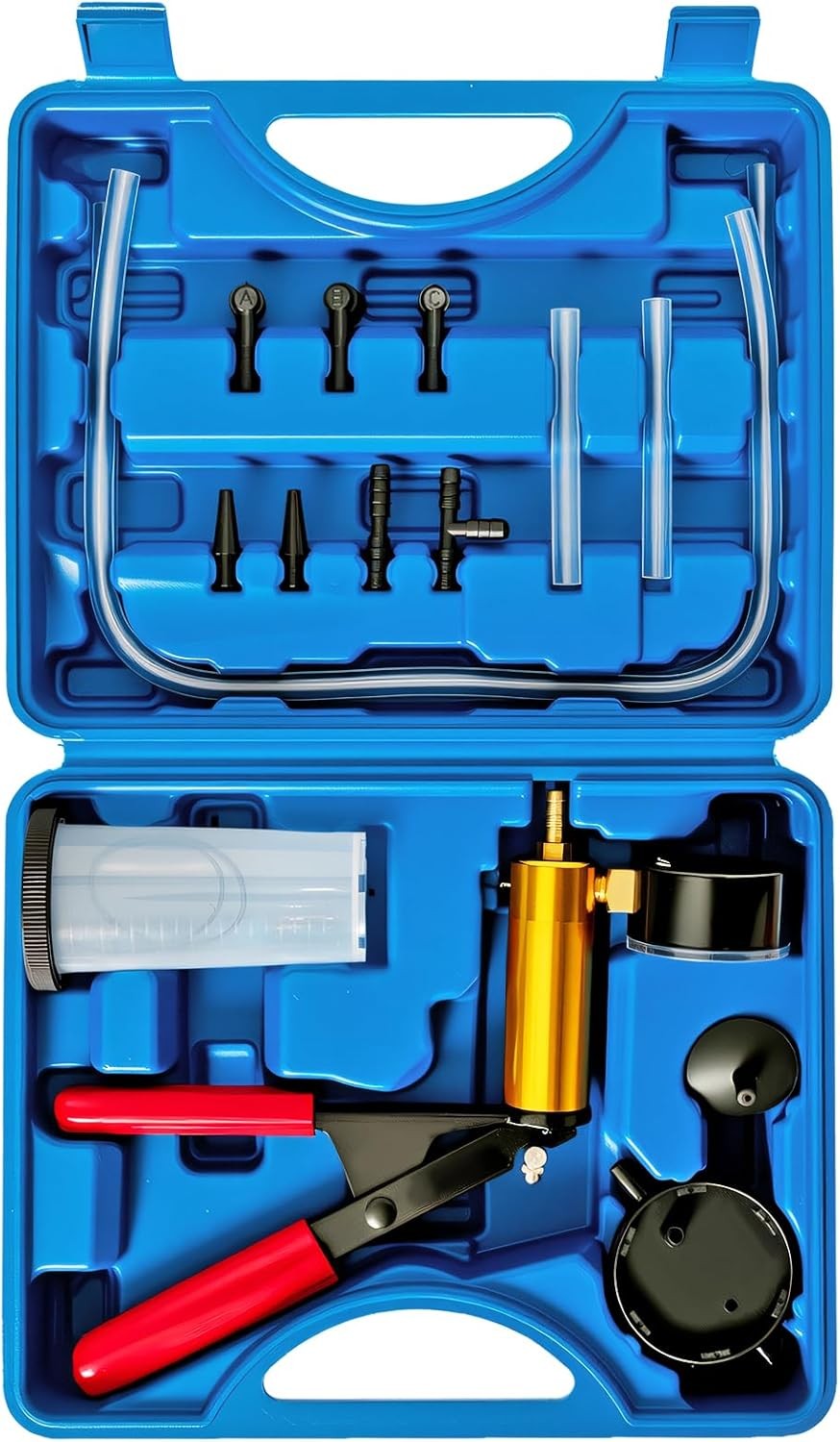 Hand Held Vacuum Pressure Pump Tester Set Brake Fluid Bleeder Bleeding Kit & Box