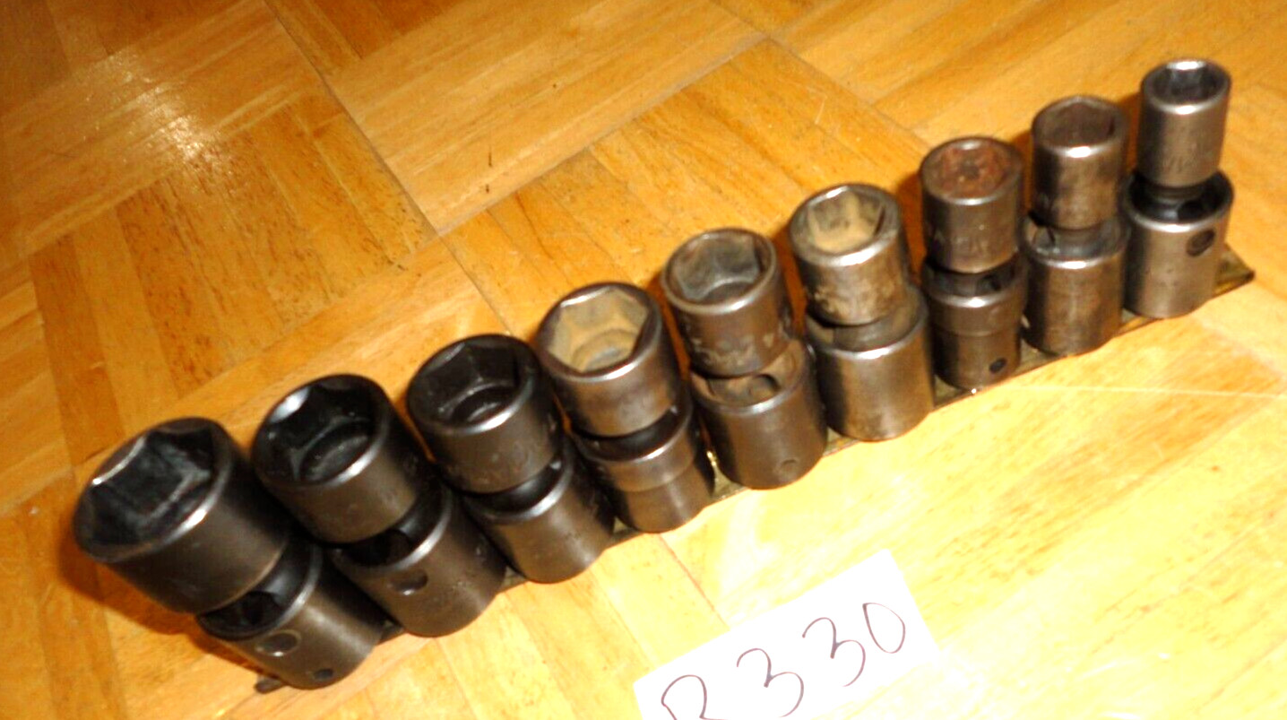 MAC TOOLS 9 PIECE 1/2 DRIVE SAE. SWIVEL IMPACT SOCKET SET 1/2 TO 15/16, 1-1/8