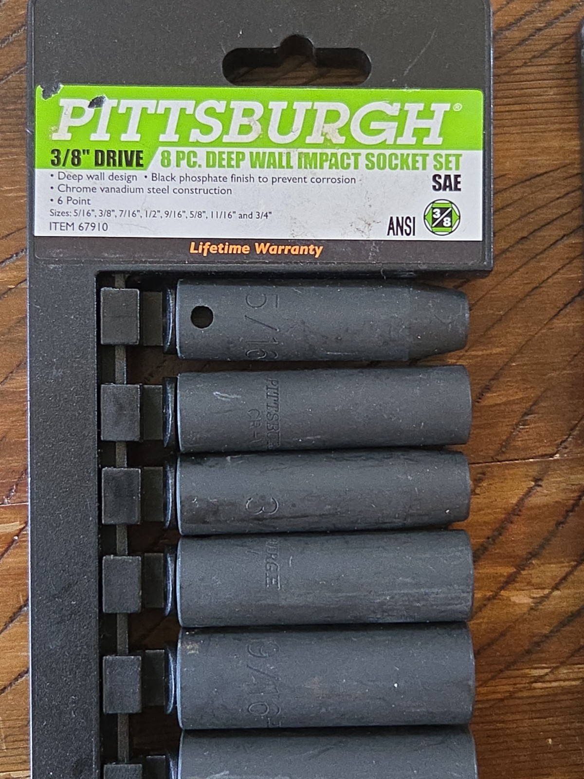 16 PC PITTSBURG 3/8″ DRIVE DEEP WALL IMPACT SOCKET SET. 67910&67928. PRE-OWNED