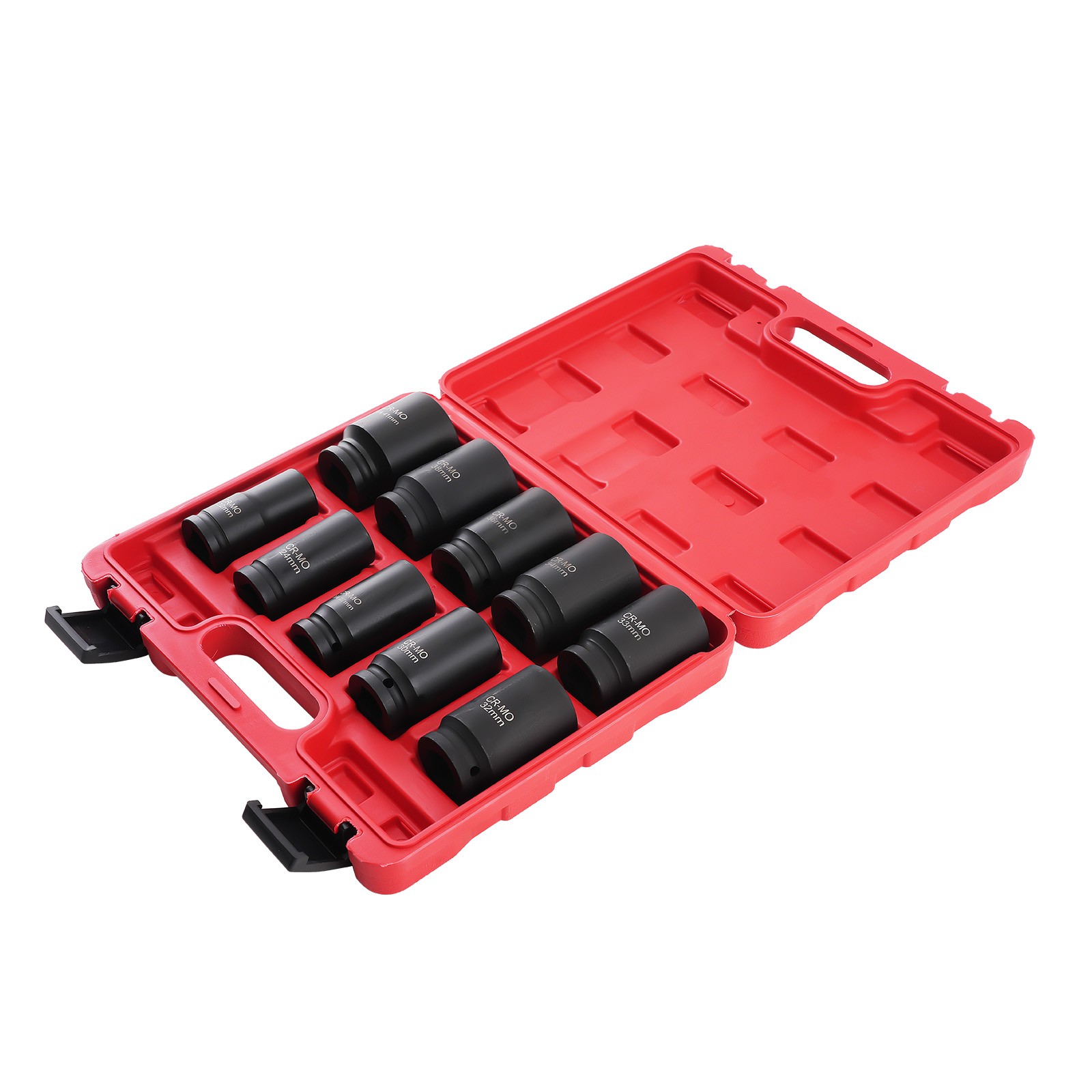10* 3/4Inch Drive Deep Impact Socket Set Metric 22-41mm 6-Point Kit With Case