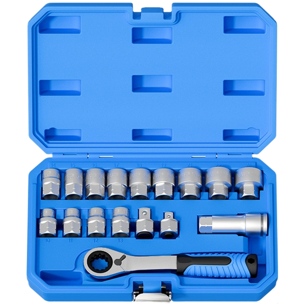 17 Piece 12 Point Ratchet Socket Kit Chrome Vanadium Steel for CR-V Models